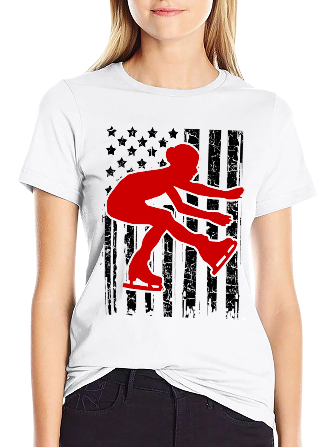Figure Skating USA Flag T-Shirt
