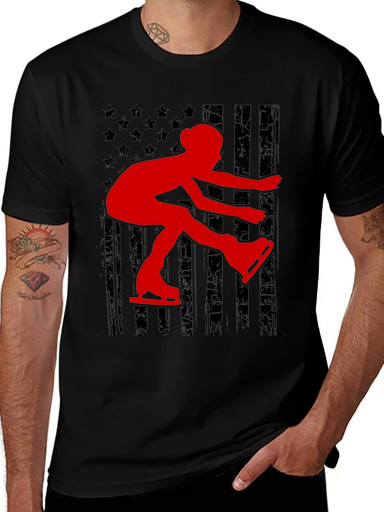 Figure Skating USA Flag T-Shirt