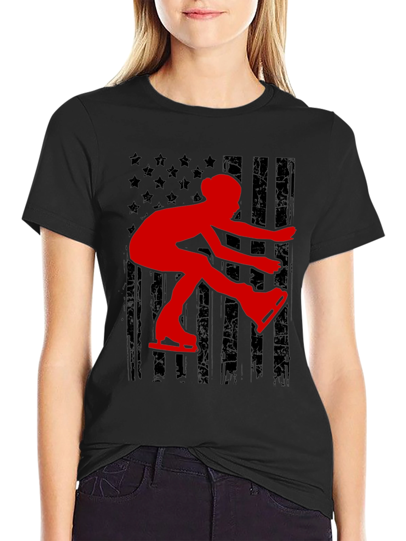 Figure Skating USA Flag T-Shirt