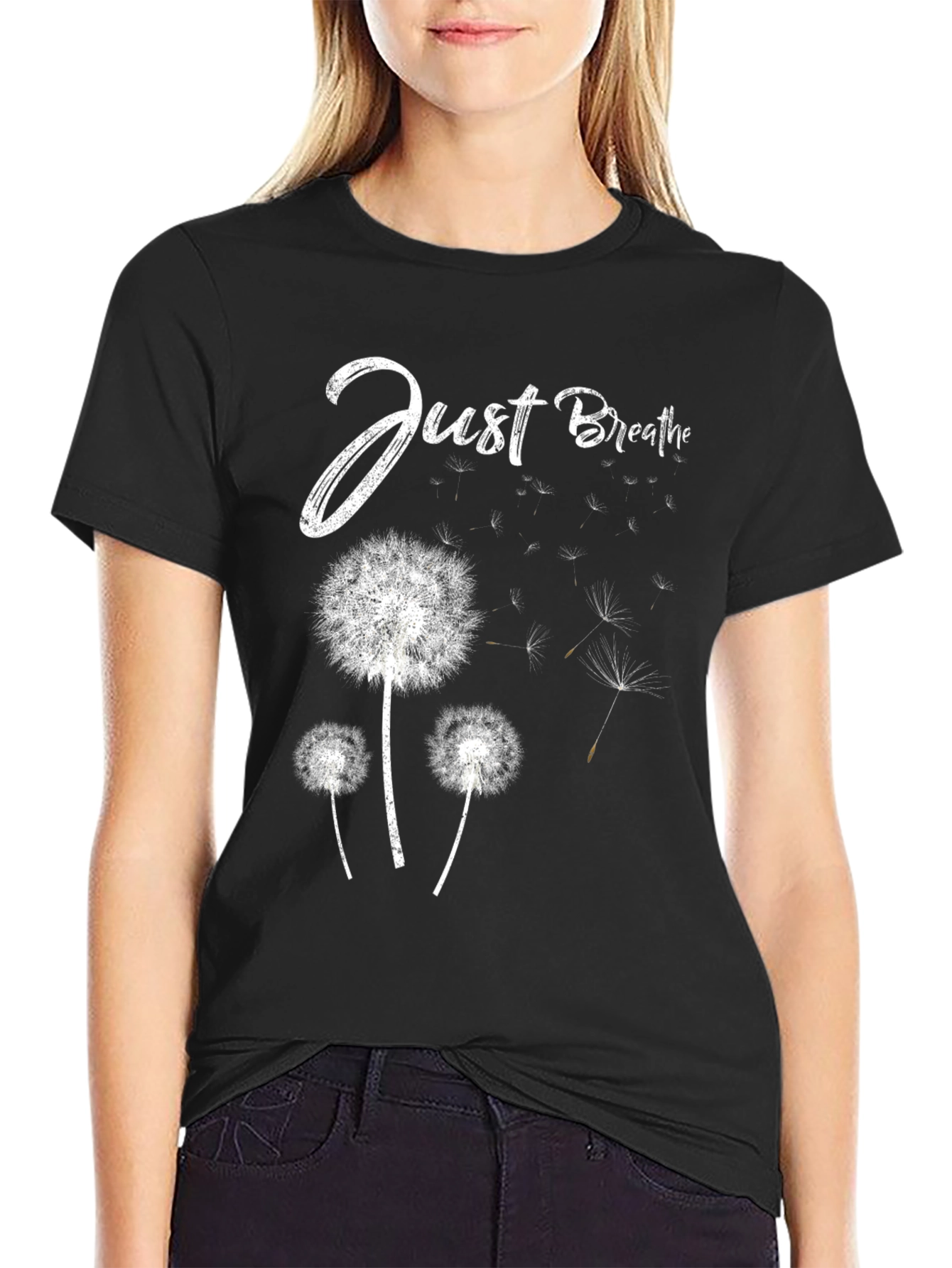 Just Breathe Dandelion Graphic Tee - Relaxed Fit