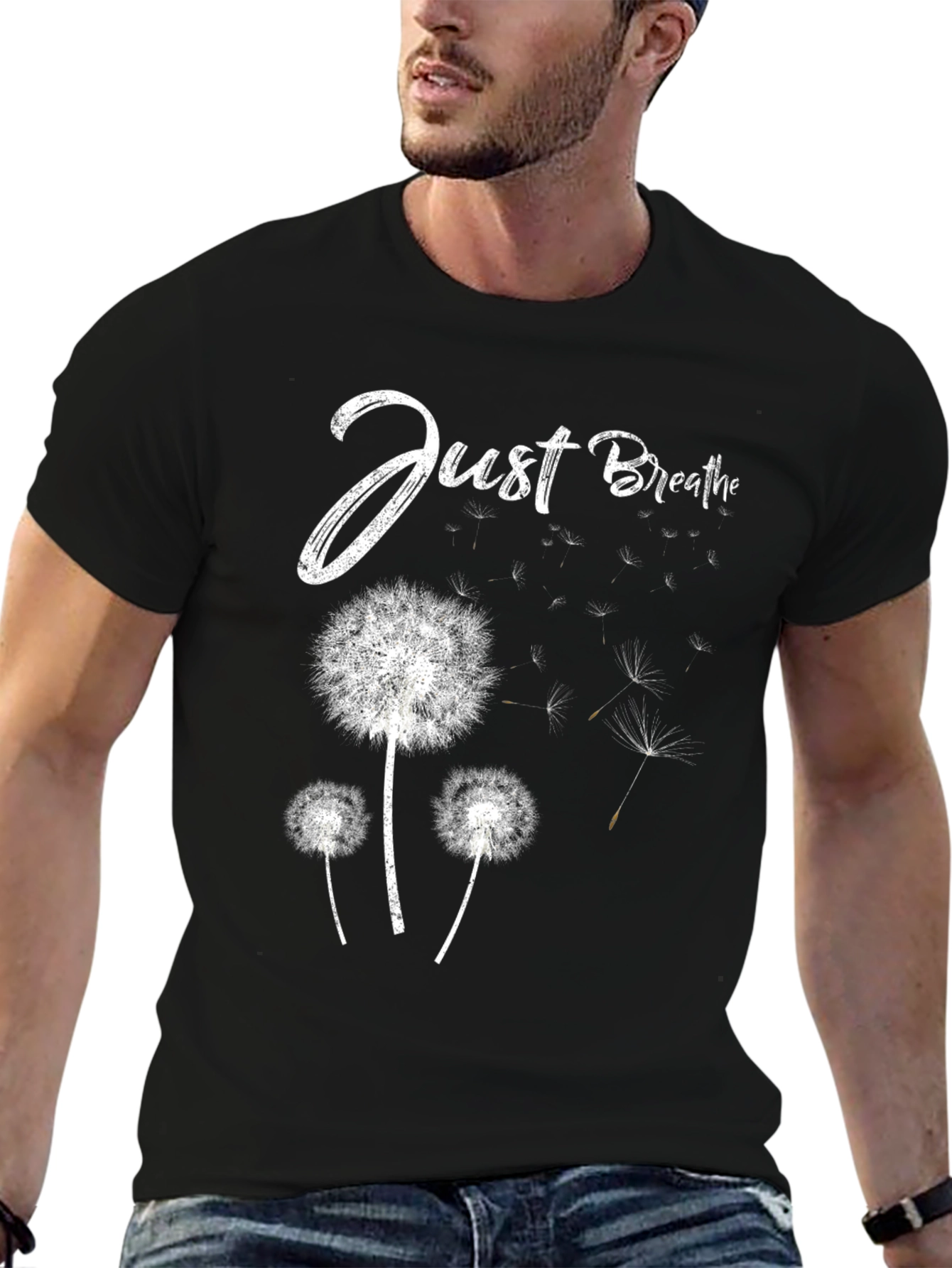 Just Breathe Dandelion Graphic Tee - Relaxed Fit