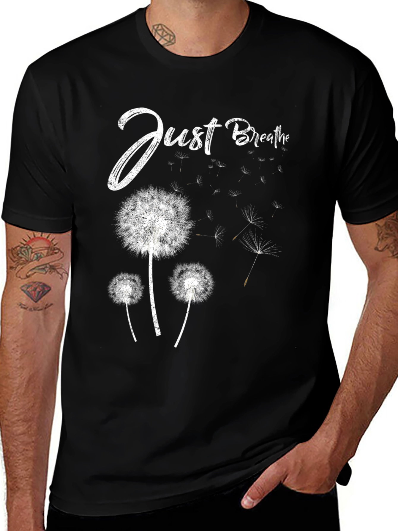 Just Breathe Dandelion Graphic Tee - Relaxed Fit