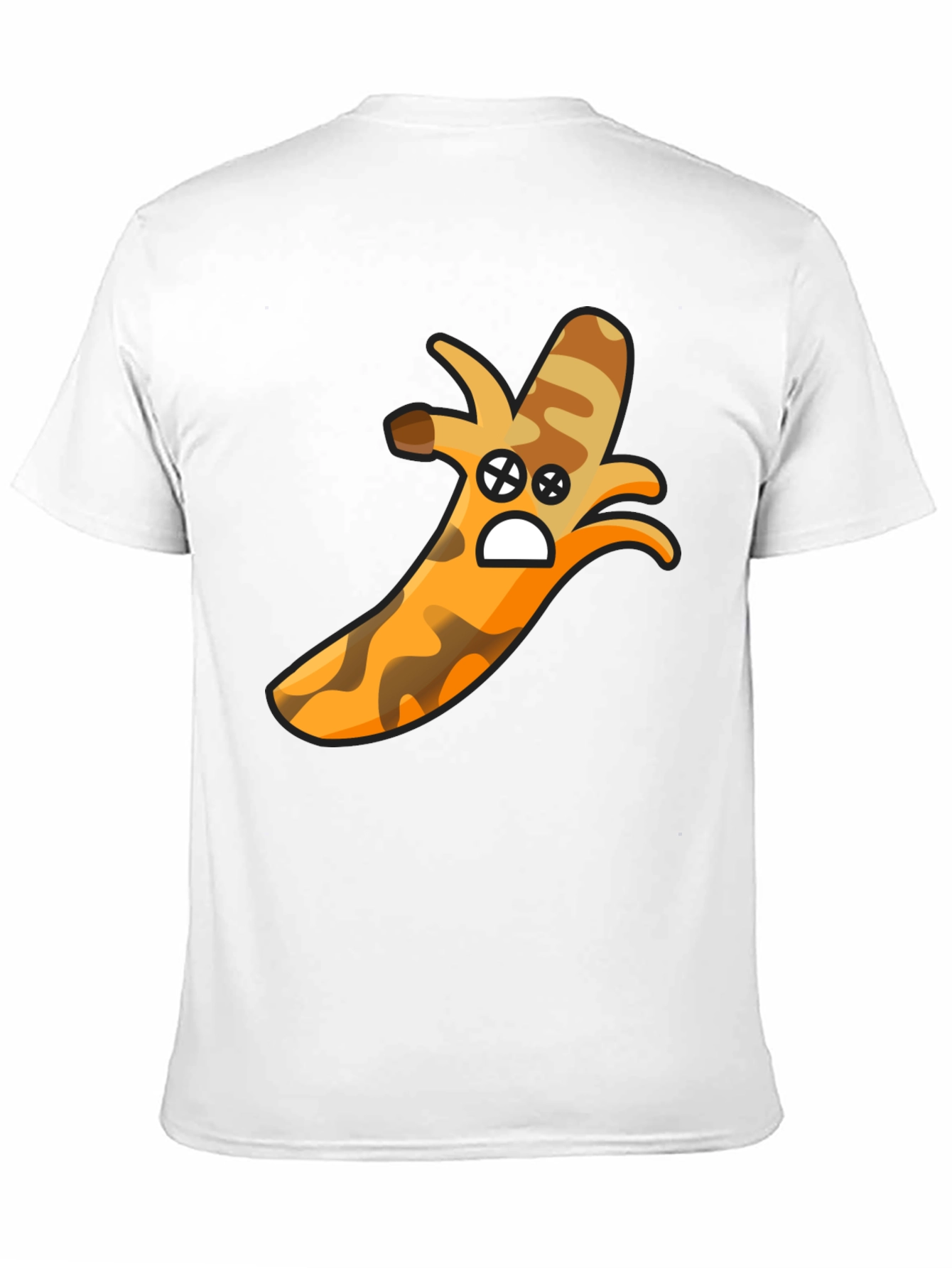 Camouflage Banana Cartoon Graphic Black T-Shirt