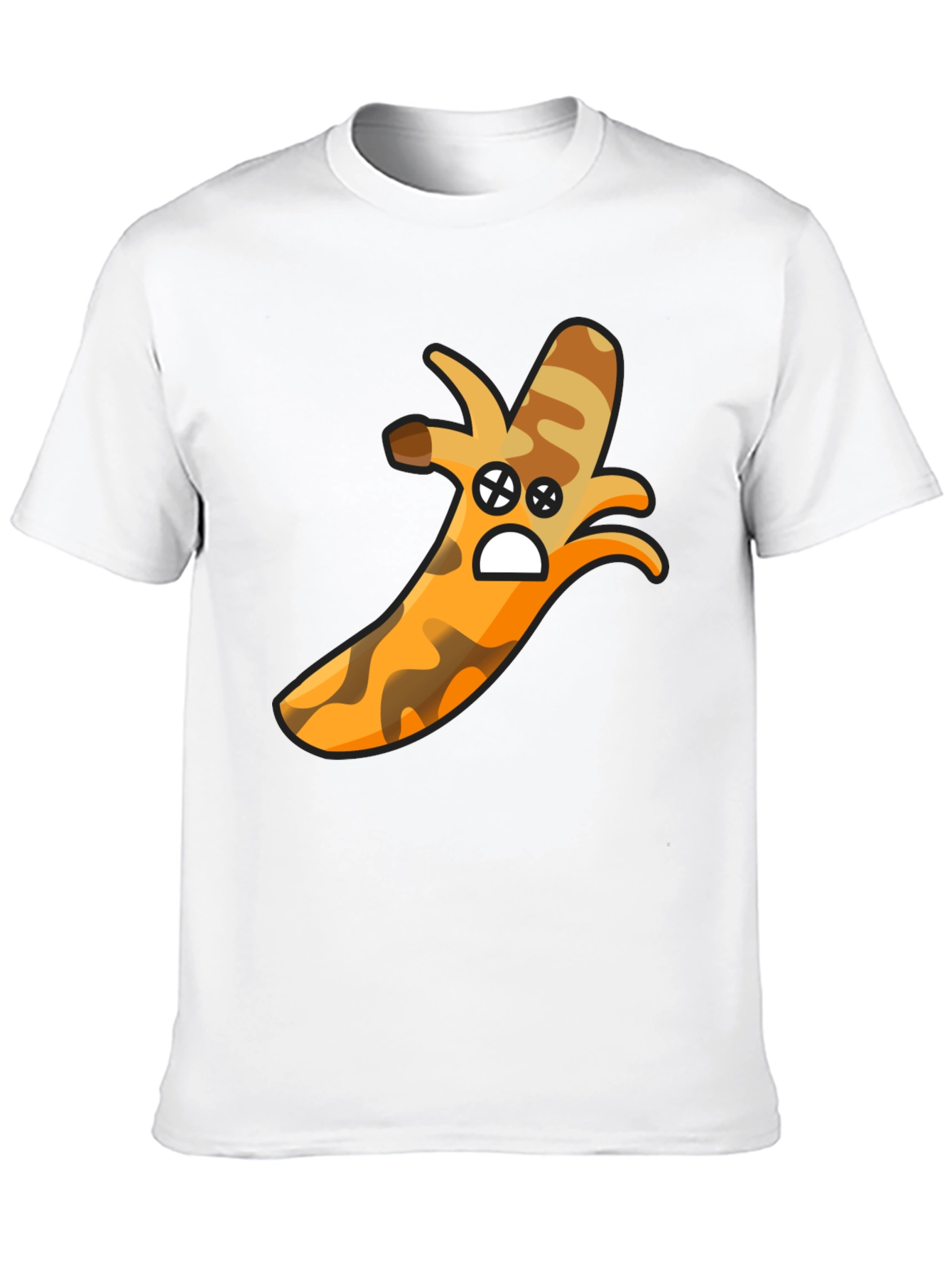 Camouflage Banana Cartoon Graphic Black T-Shirt