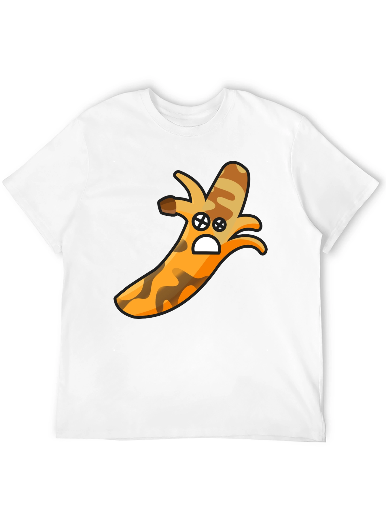 Camouflage Banana Cartoon Graphic Black T-Shirt