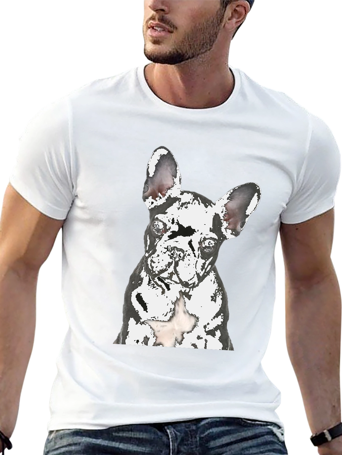 Dog Graphic T-Shirt - Modern Crew Neck Tee