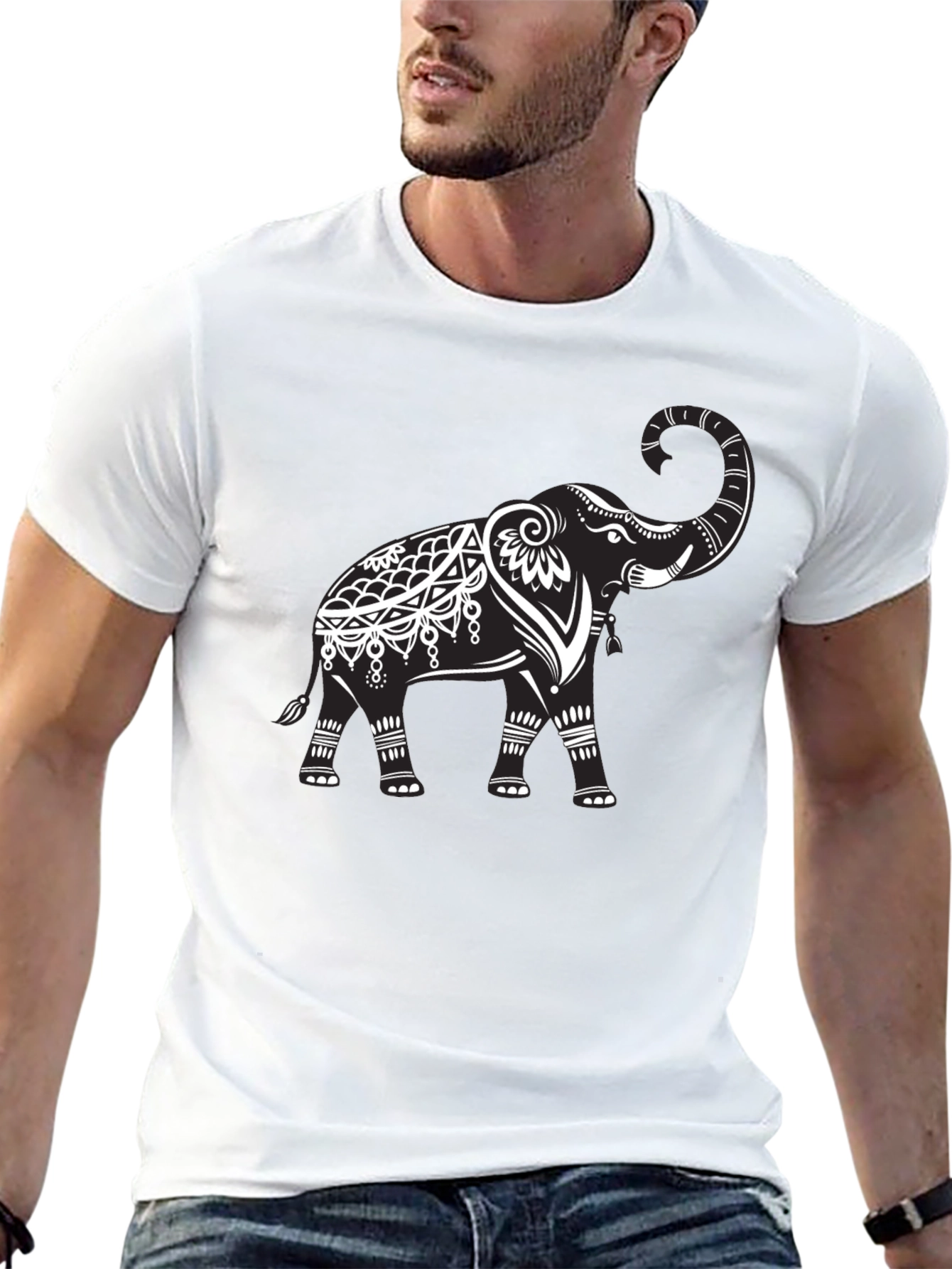 Elephant Graphic Tee - Black Cotton Comfort