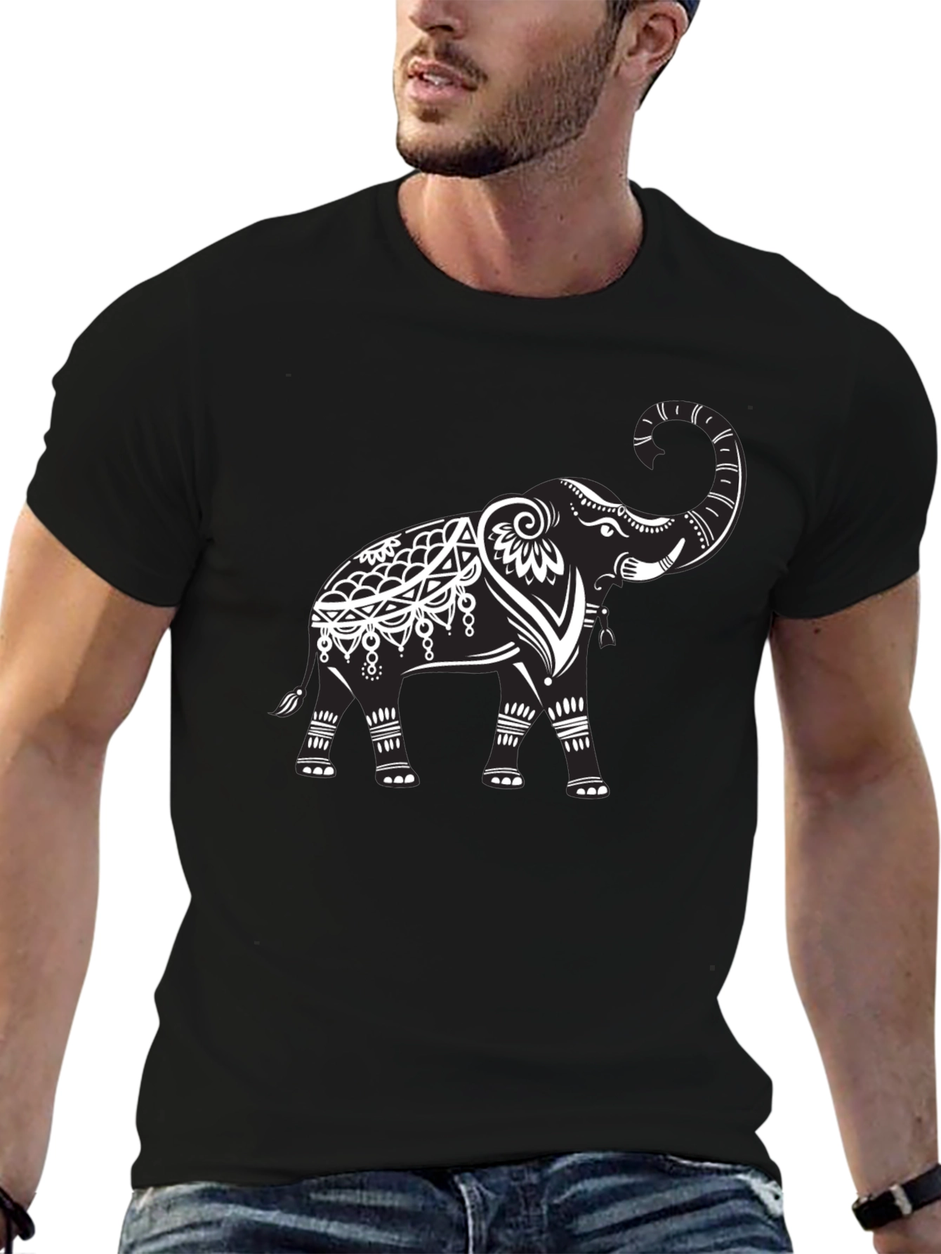 Elephant Graphic Tee - Black Cotton Comfort