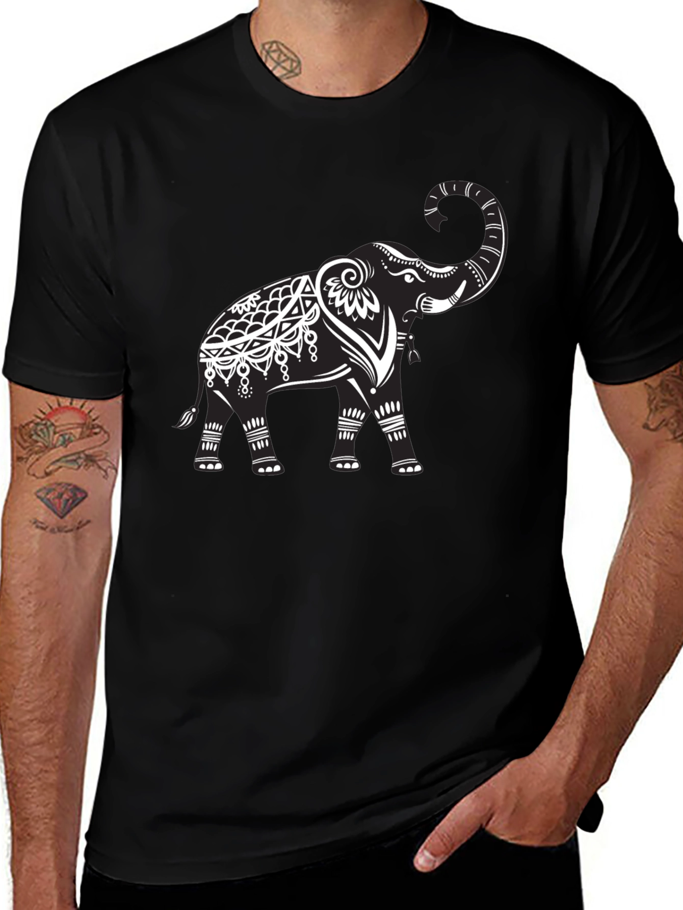 Elephant Graphic Tee - Black Cotton Comfort