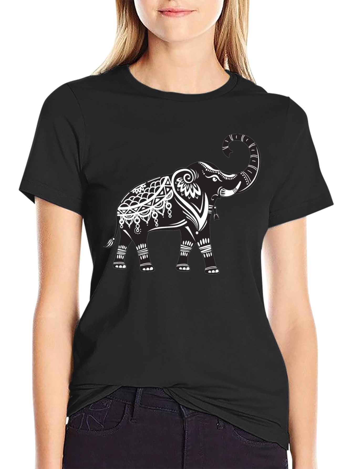 Elephant Graphic Tee - Black Cotton Comfort