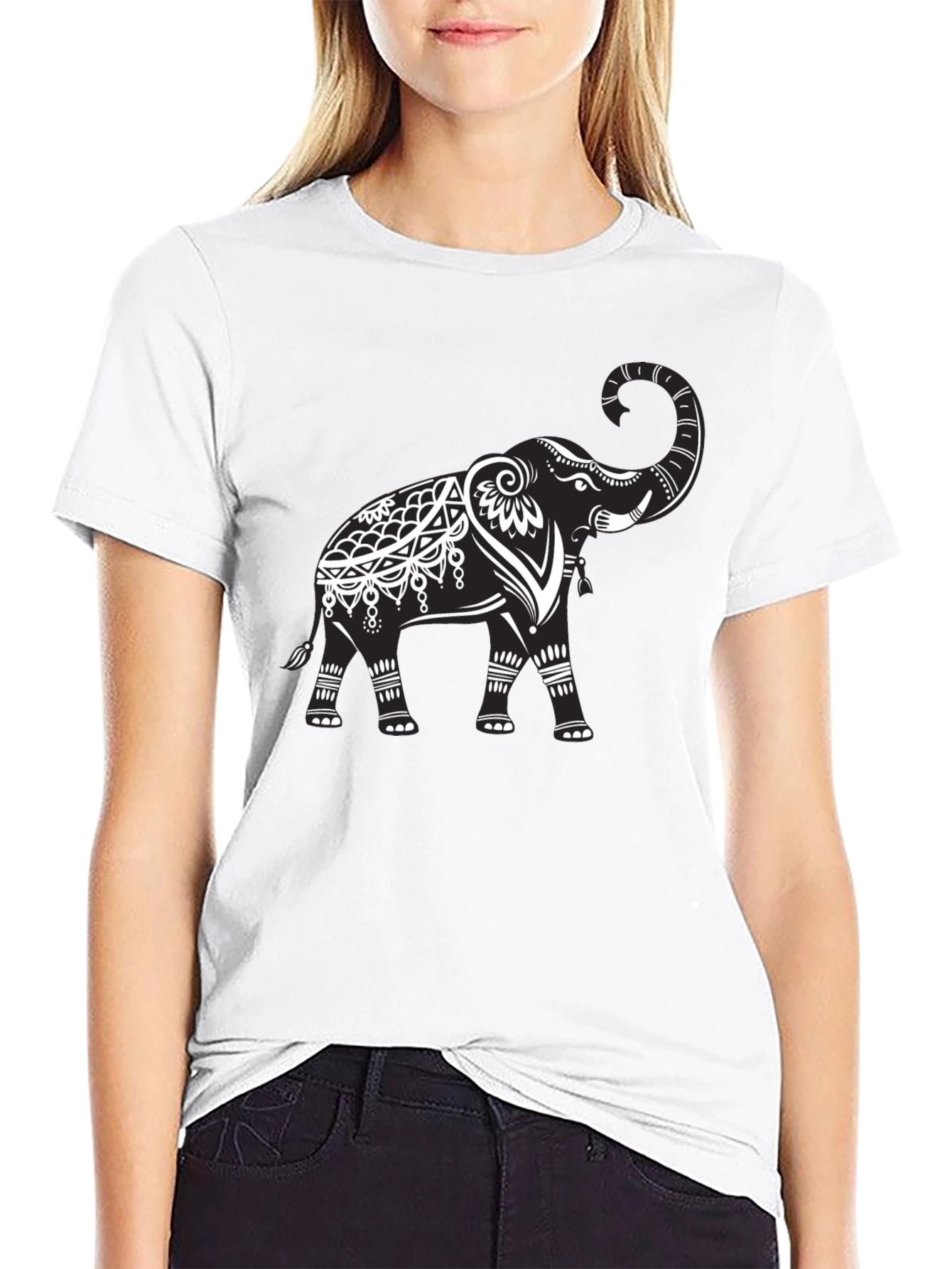 Elephant Graphic Tee - Black Cotton Comfort