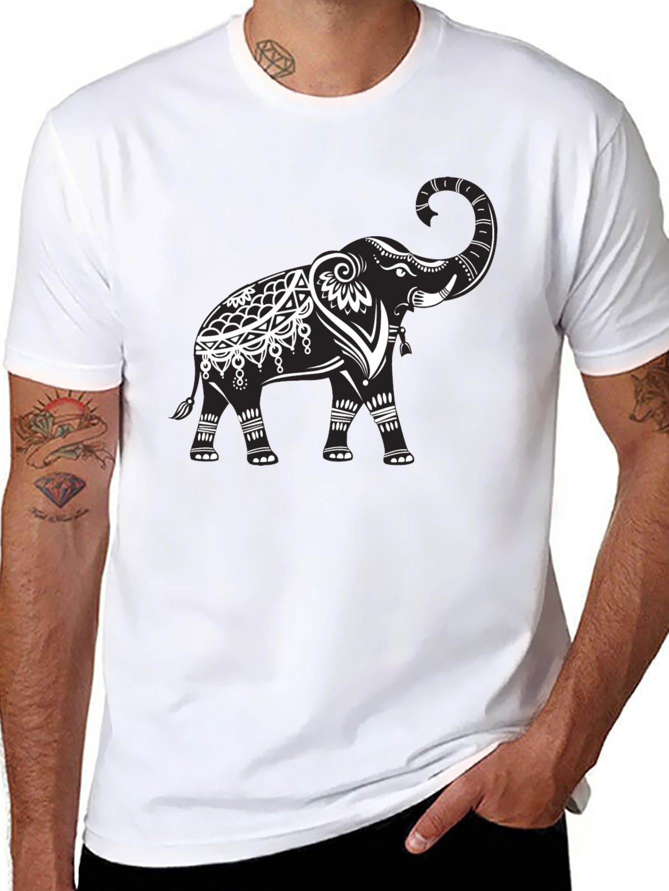 Elephant Graphic Tee - Black Cotton Comfort