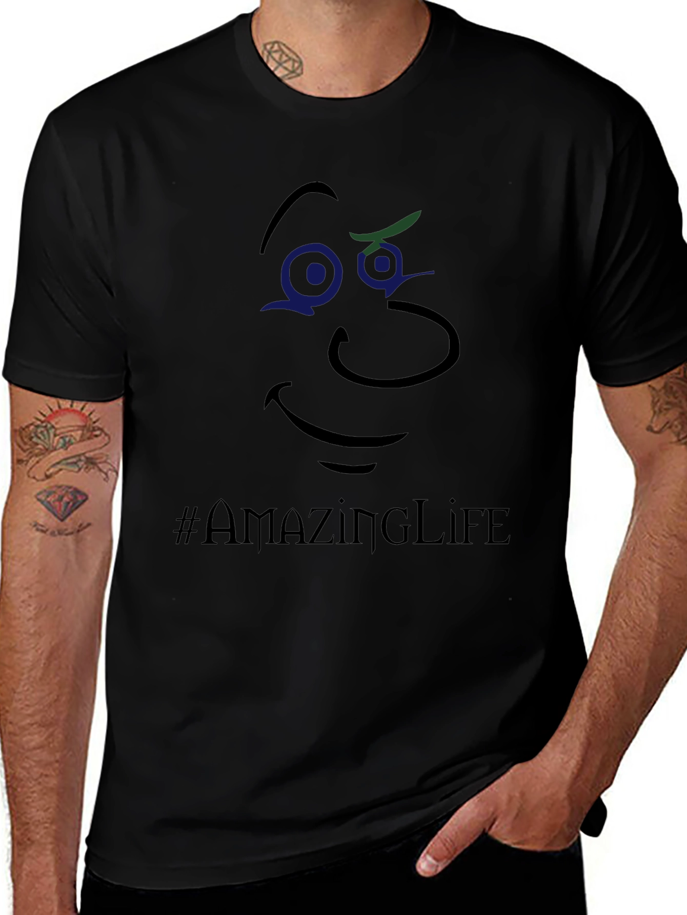 Whimsical Face Graphic Tee - #AmazingLife