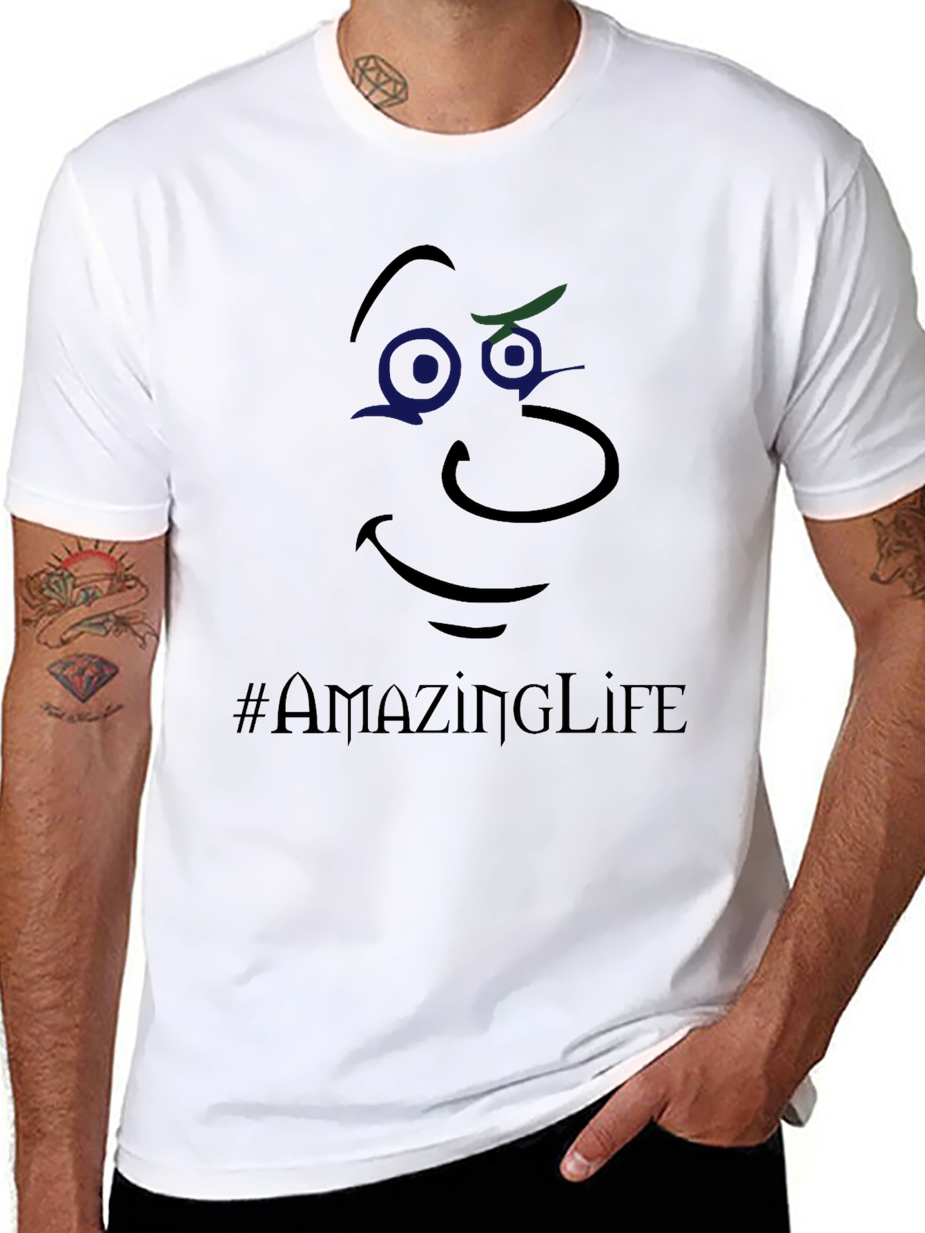 Whimsical Face Graphic Tee - #AmazingLife