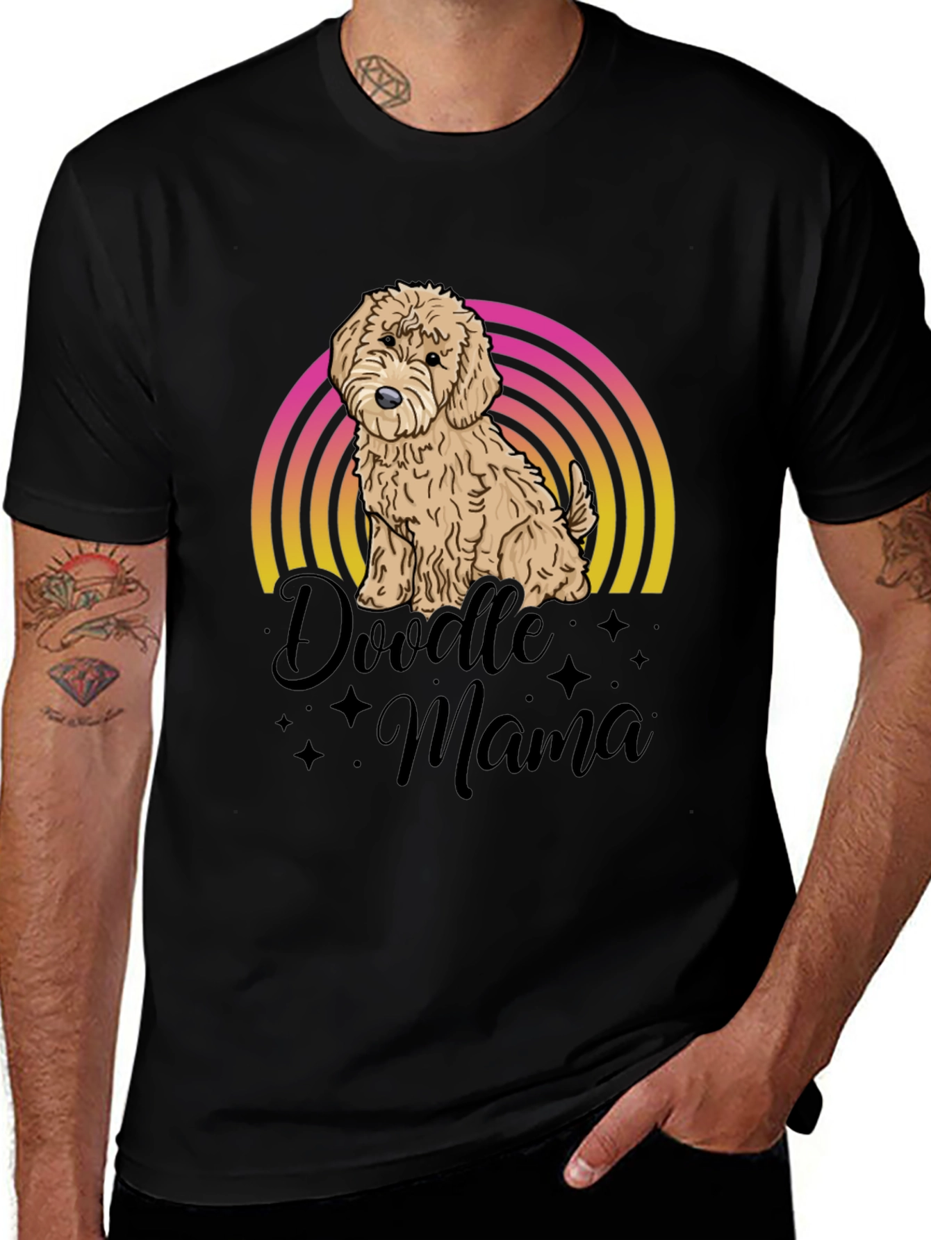 Doodle Mama Dog T-Shirt - Cute Rainbow Design
