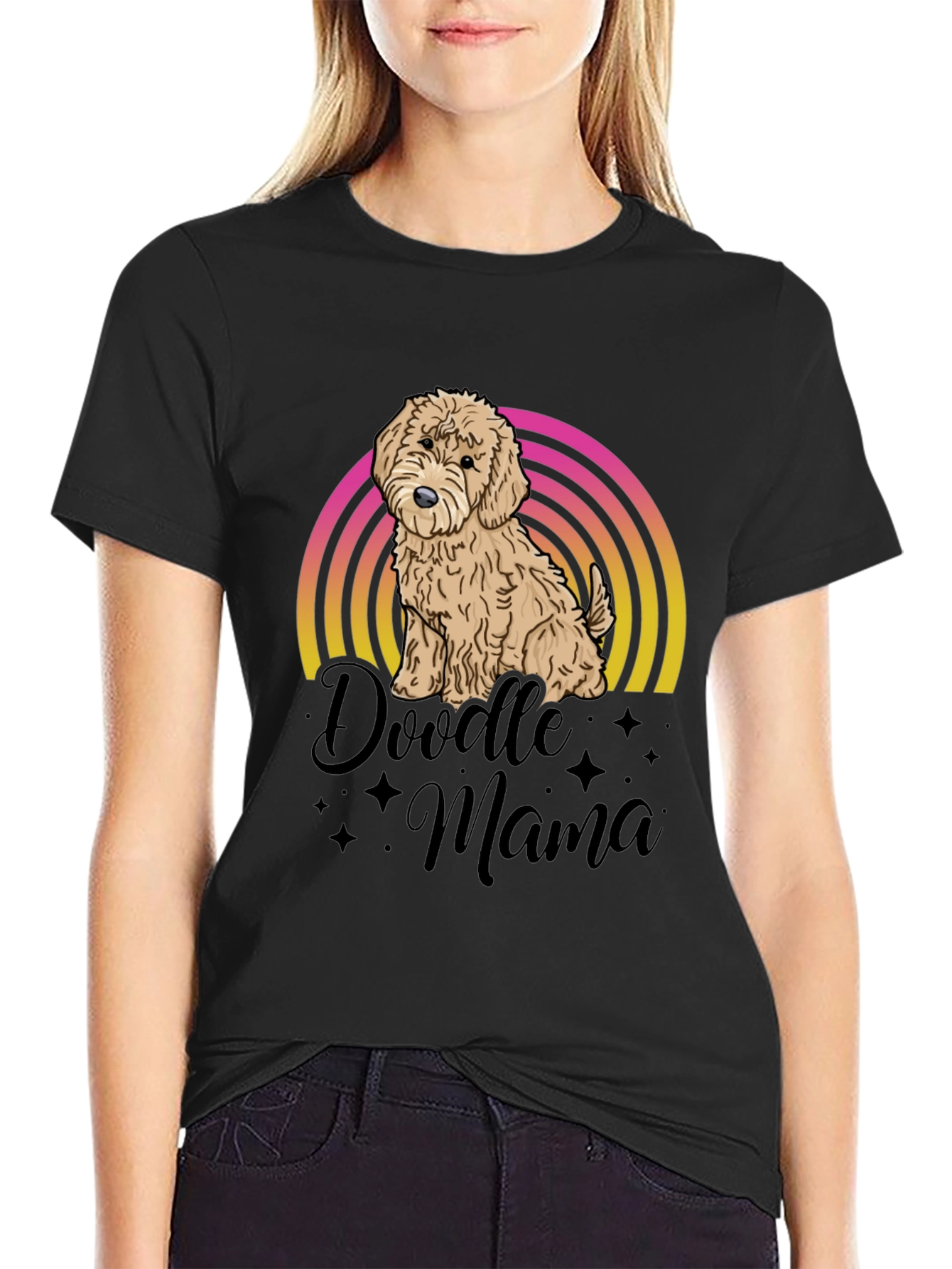 Doodle Mama Dog T-Shirt - Cute Rainbow Design