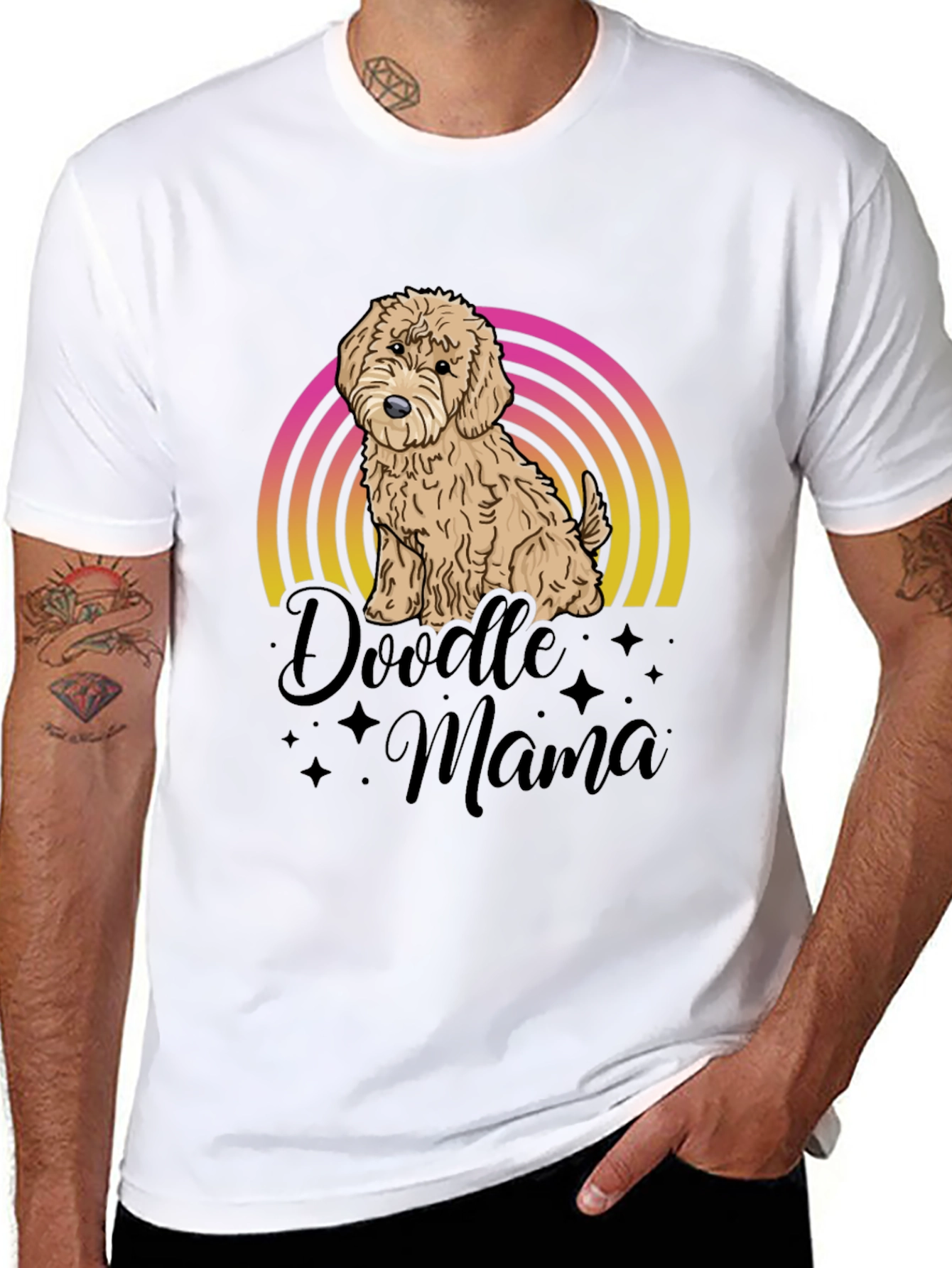 Doodle Mama Dog T-Shirt - Cute Rainbow Design