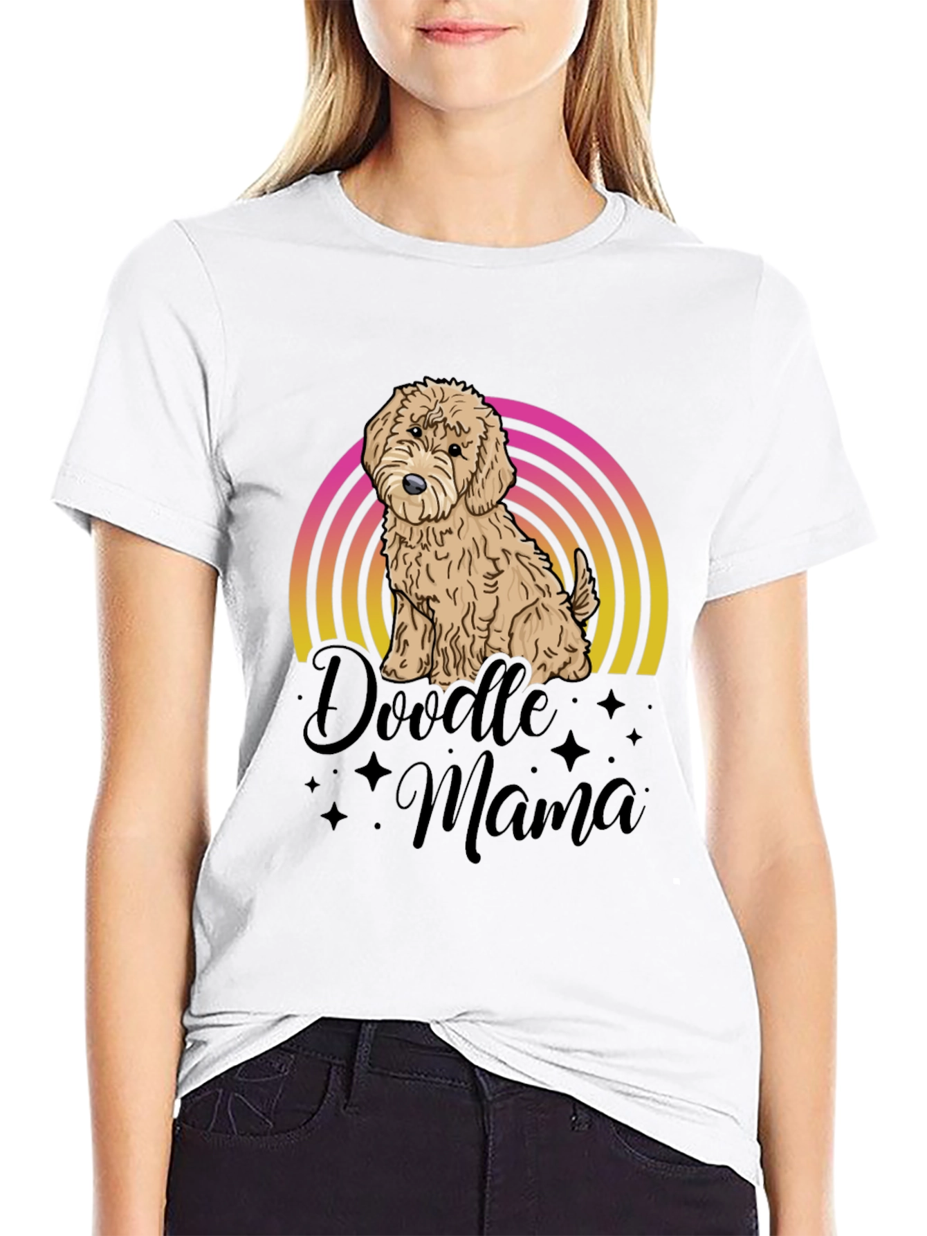Doodle Mama Dog T-Shirt - Cute Rainbow Design