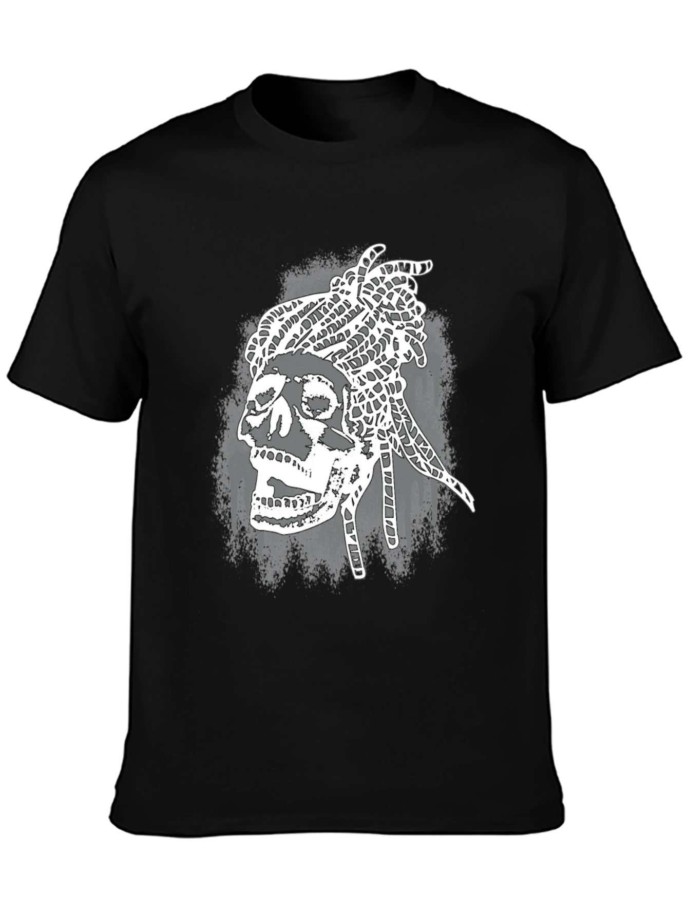 Skull Dreadlocks Graphic Tee - Black T-Shirt