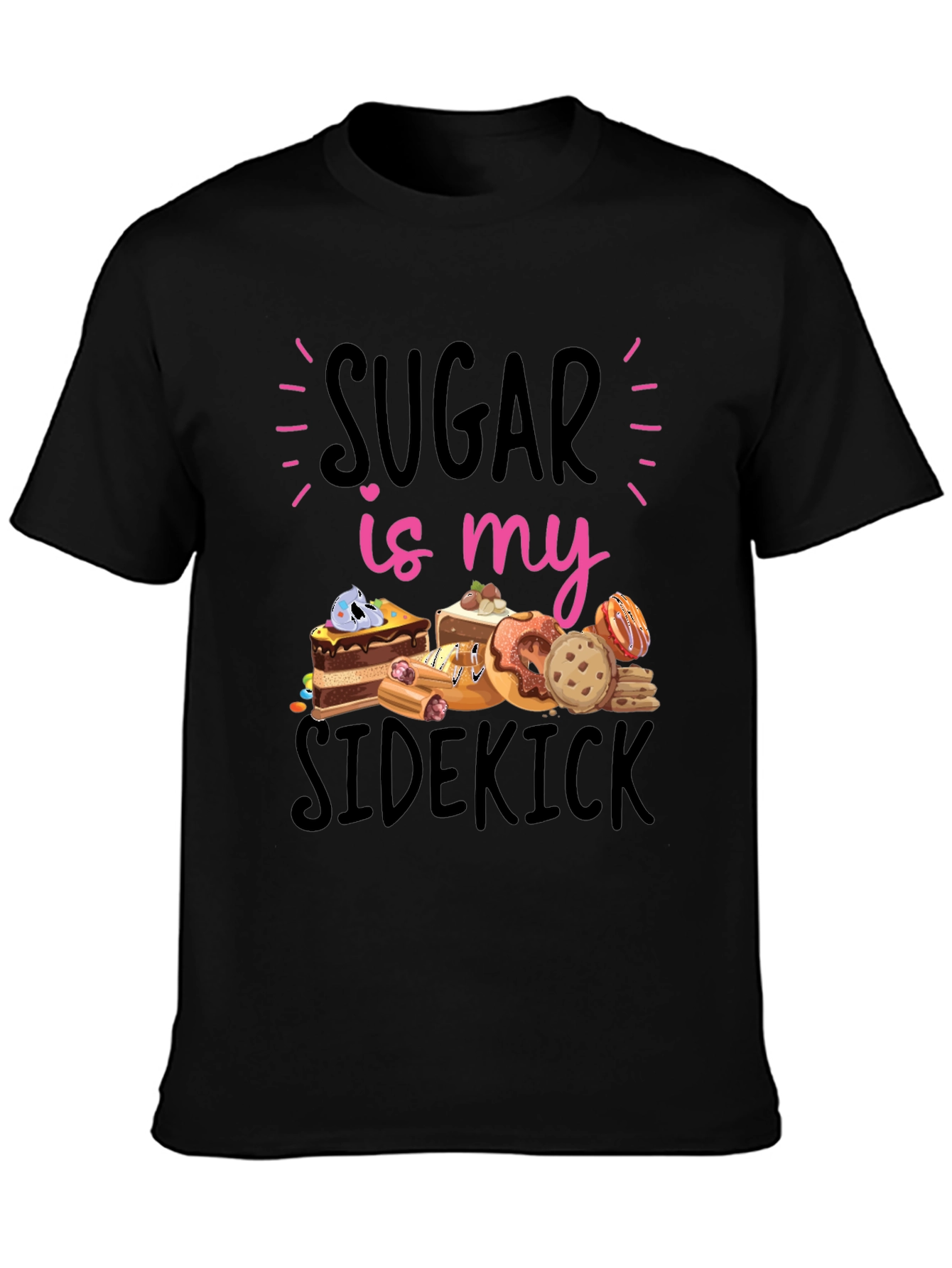 Sugar Is My Sidekick Black T-Shirt