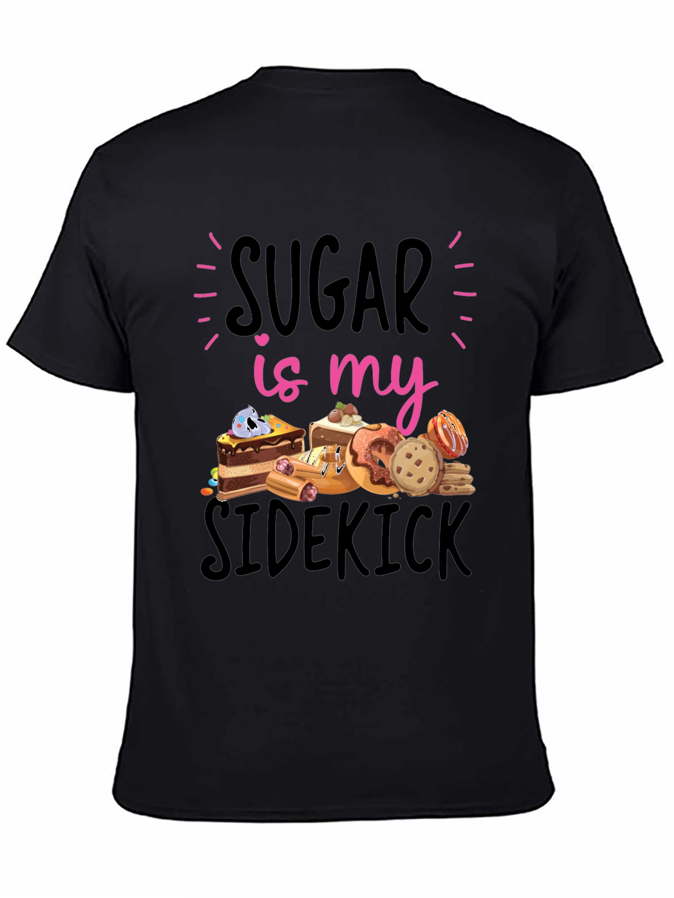Sugar Is My Sidekick Black T-Shirt