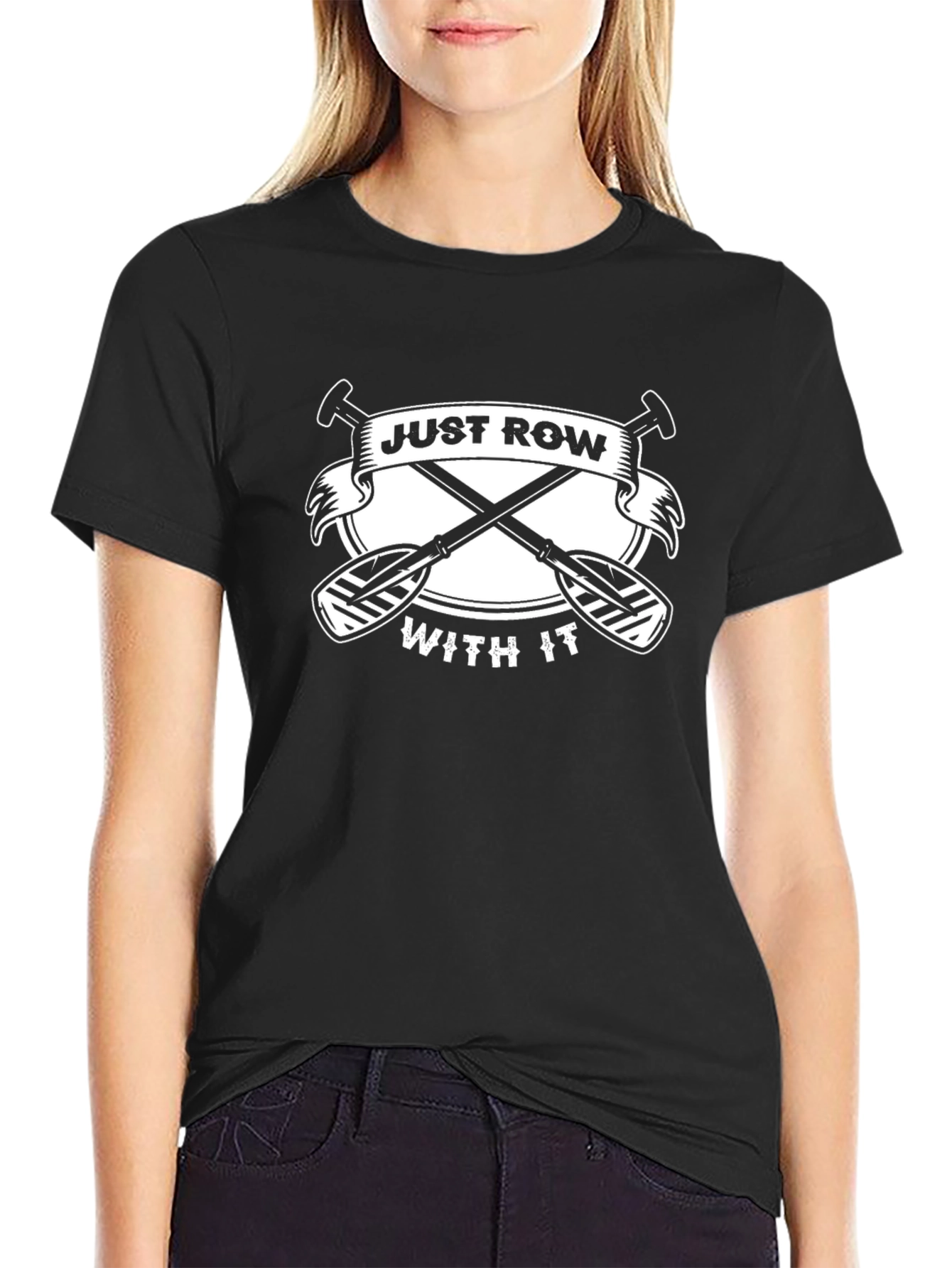 Just Row With It Black Graphic Tee