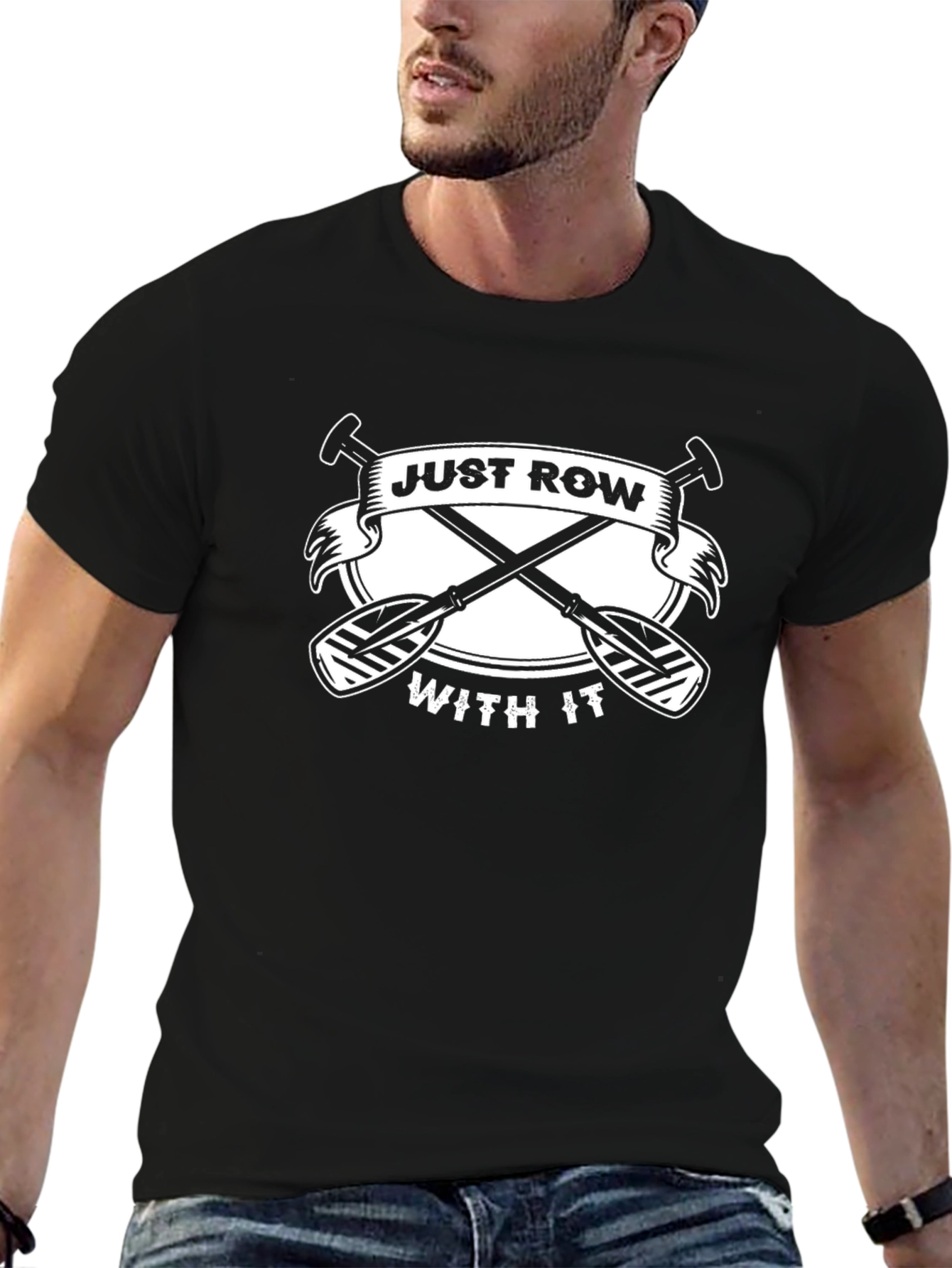 Just Row With It Black Graphic Tee
