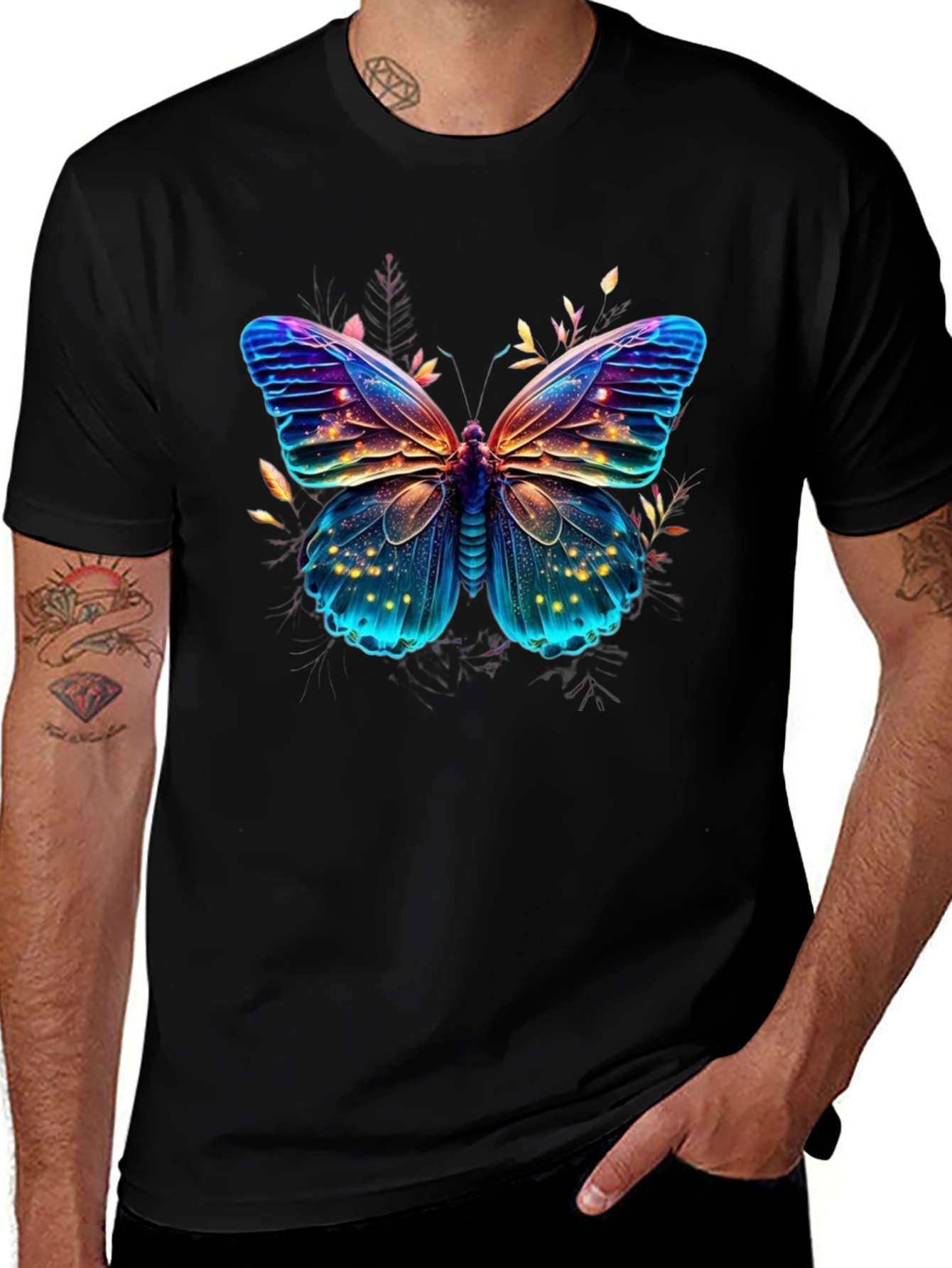 Butterfly Graphic Print Mens T-Shirt
