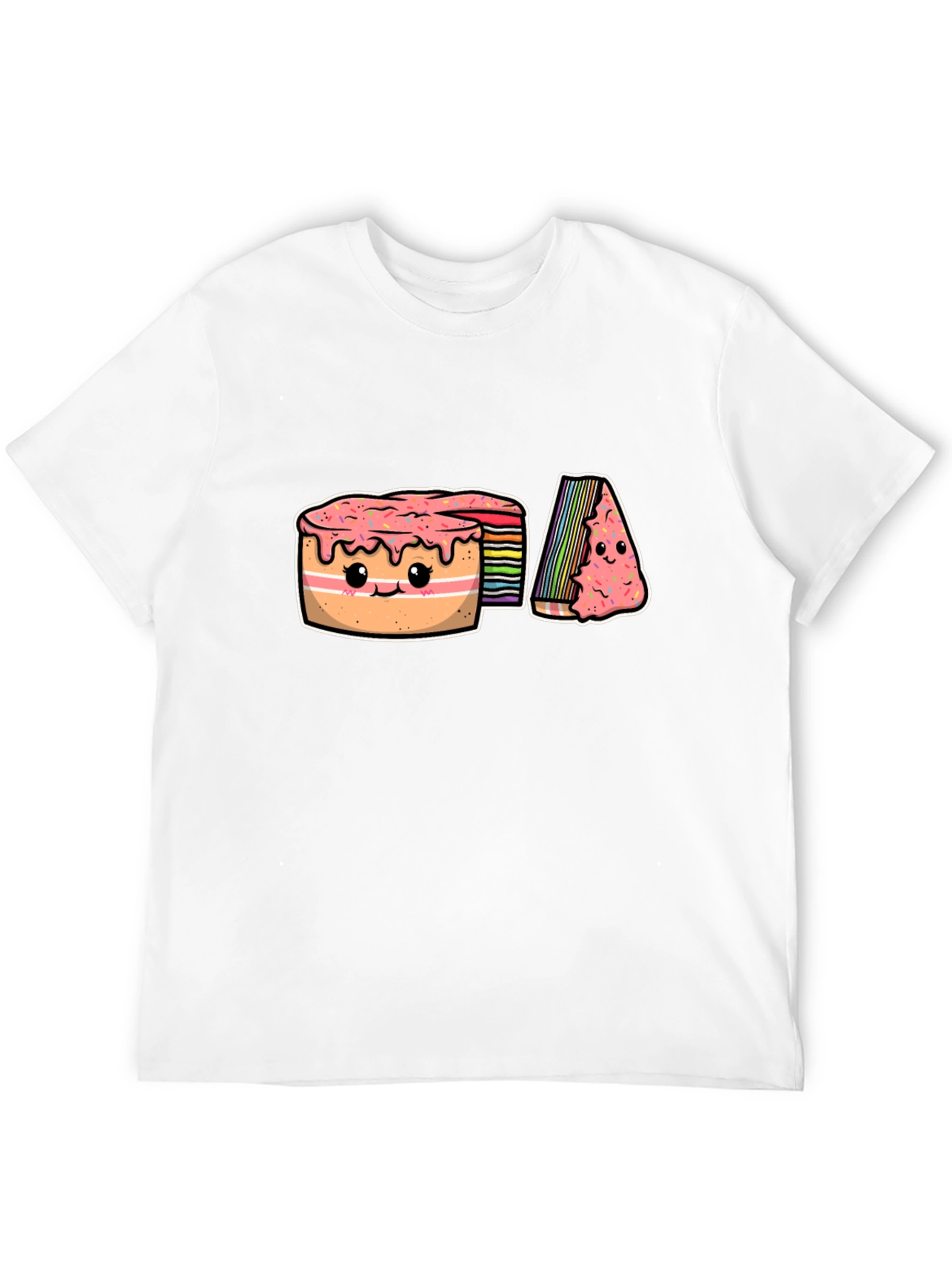 Cute Rainbow Cake Cartoon Graphic T-Shirt