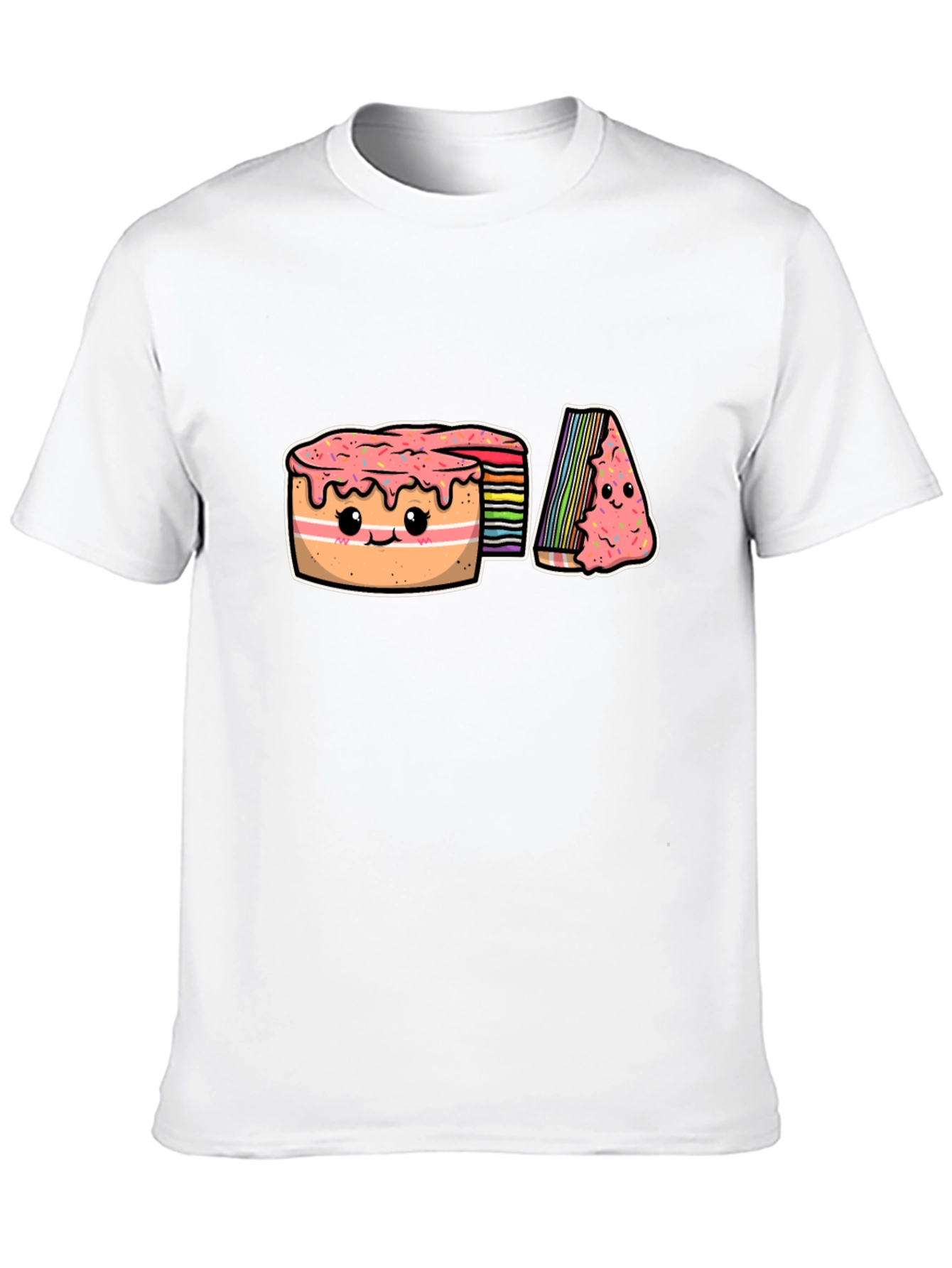 Cute Rainbow Cake Cartoon Graphic T-Shirt