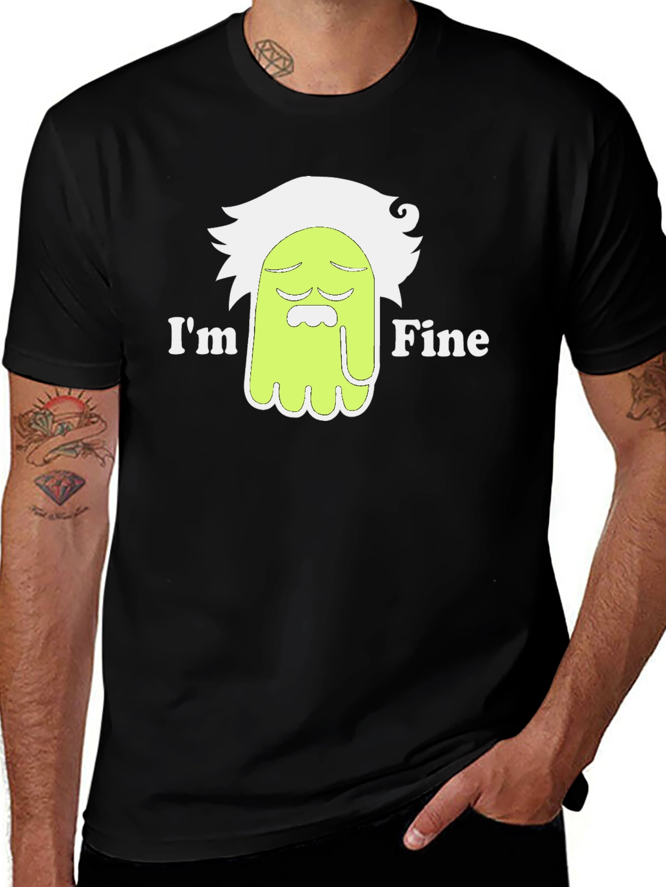 Im Fine Funny Cartoon T-Shirt - Black