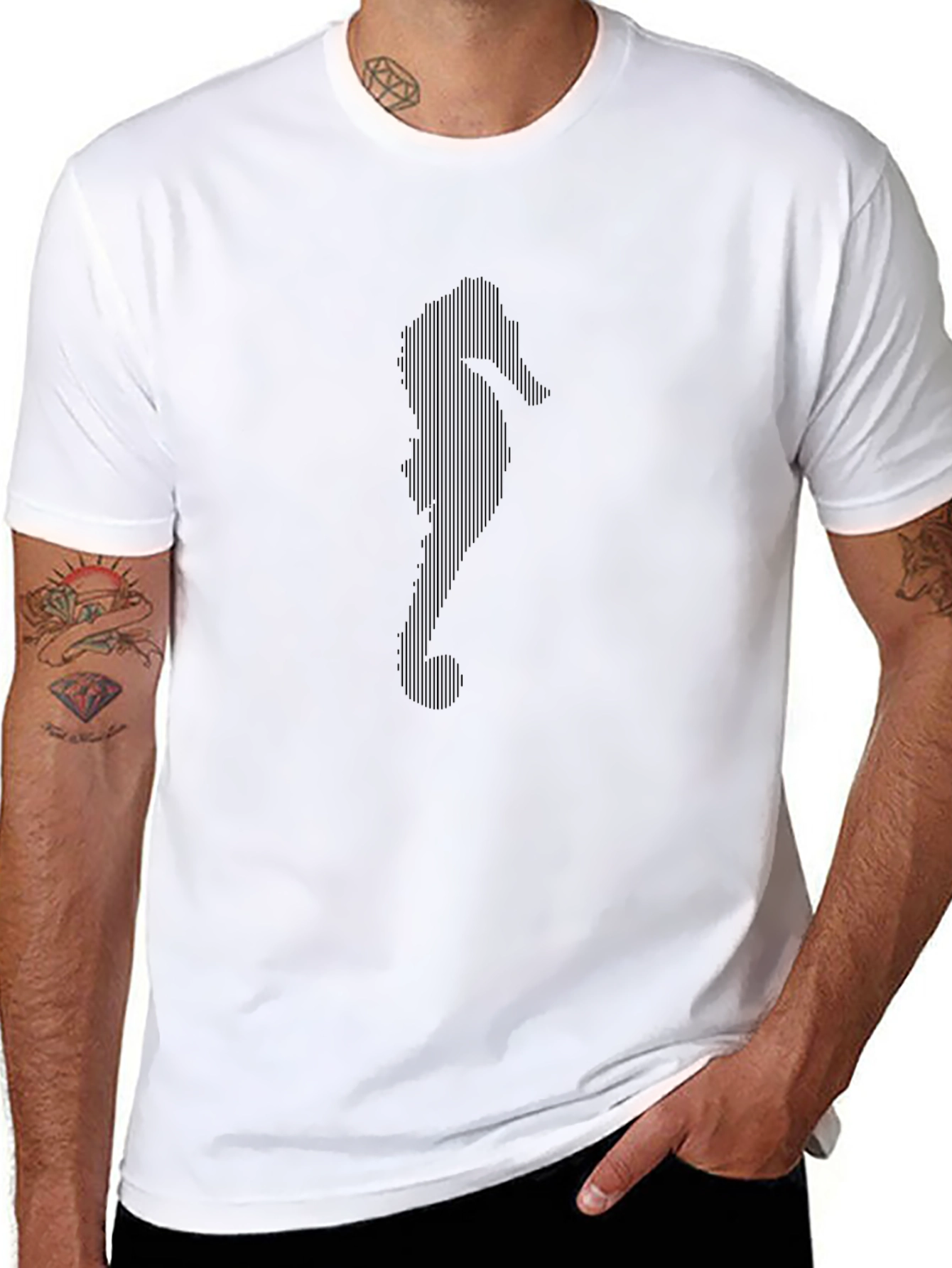 Mens Black Seahorse Graphic Tee