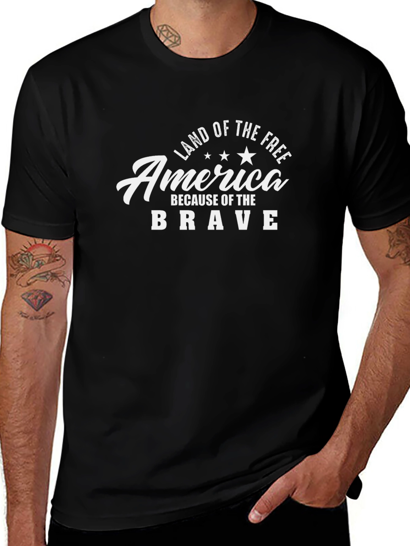 America Land of the Free Patriotic Graphic T-Shirt