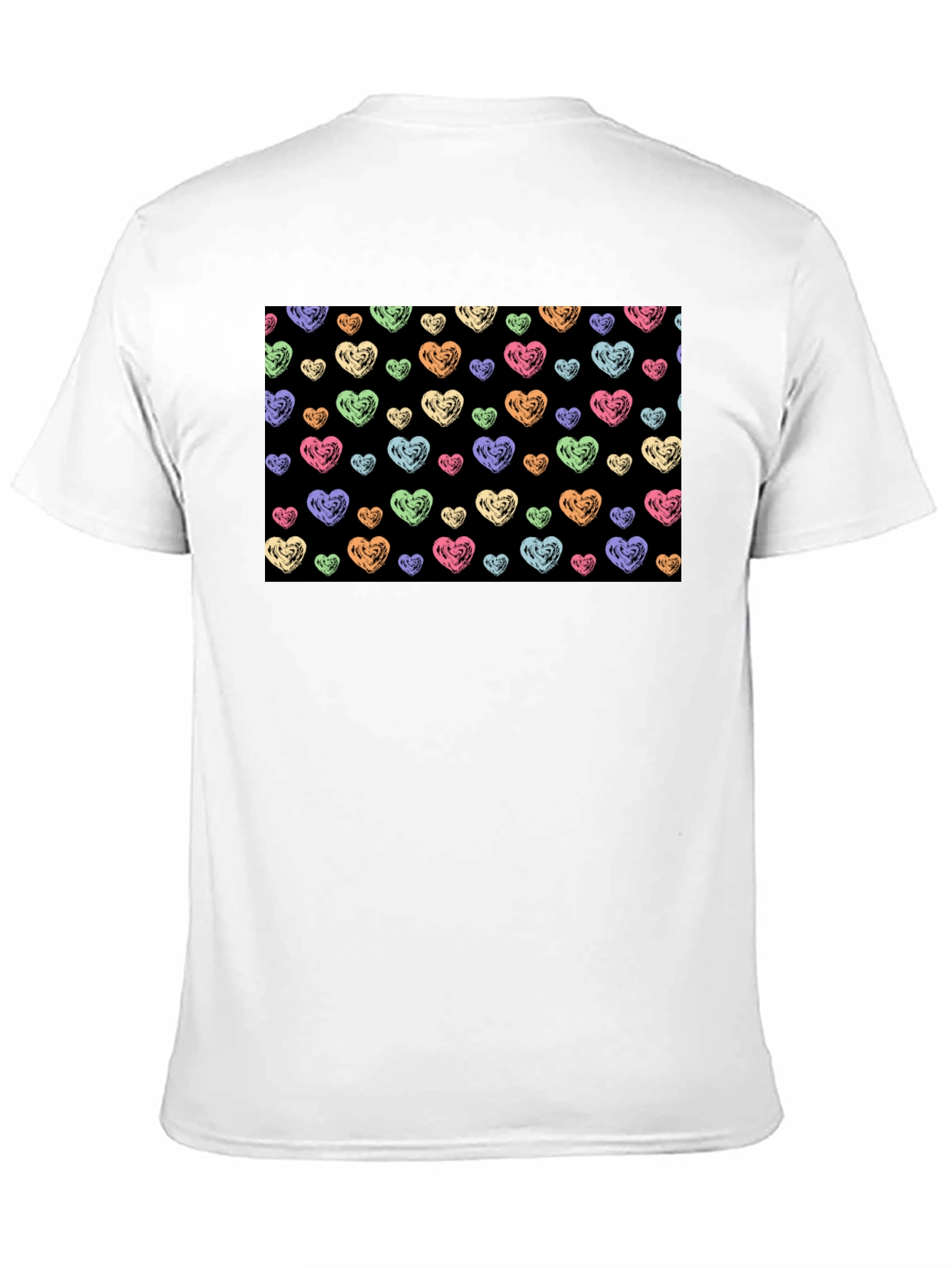 Heart Scribble Pattern Black T-Shirt