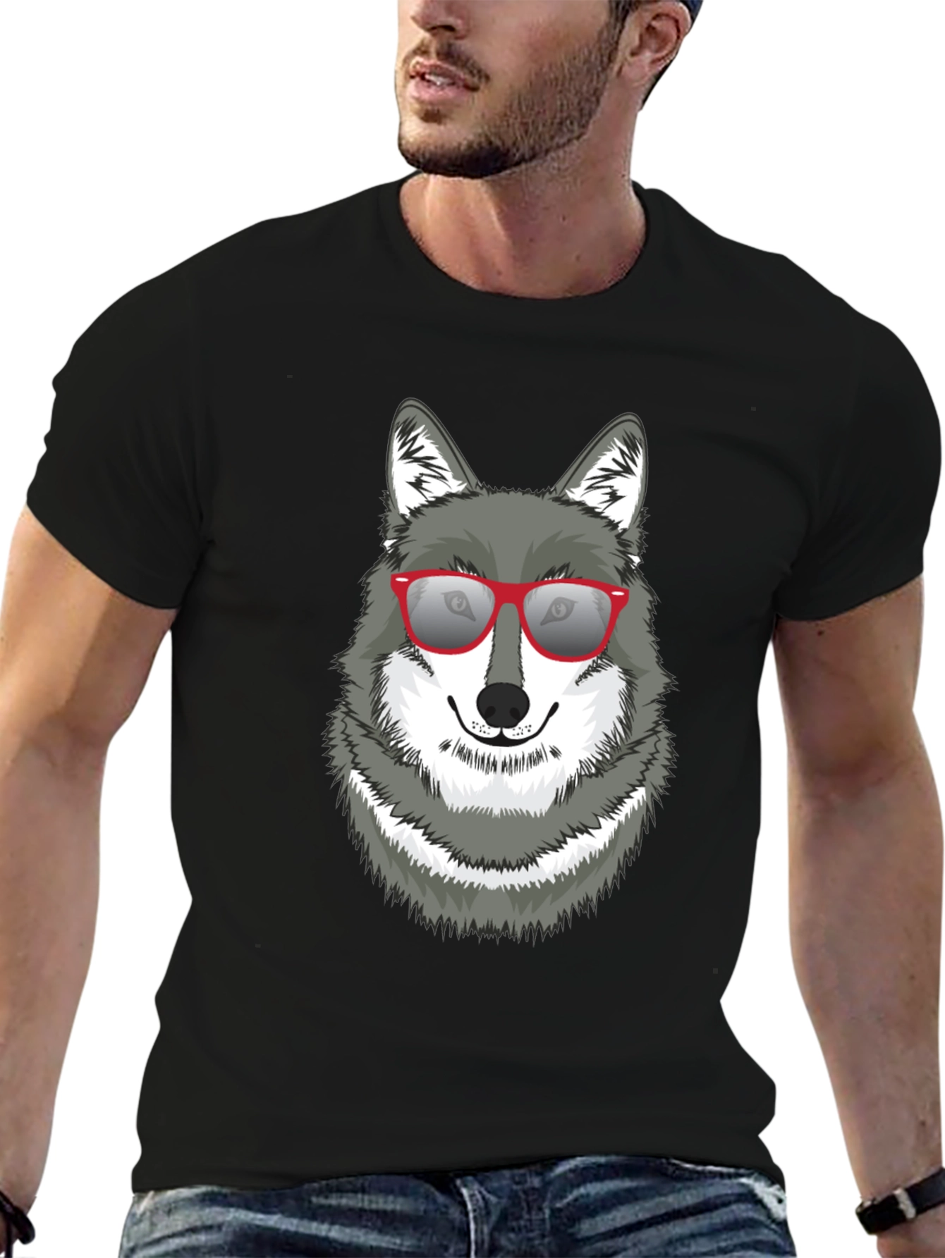 Cool Wolf Graphic Tee - Black