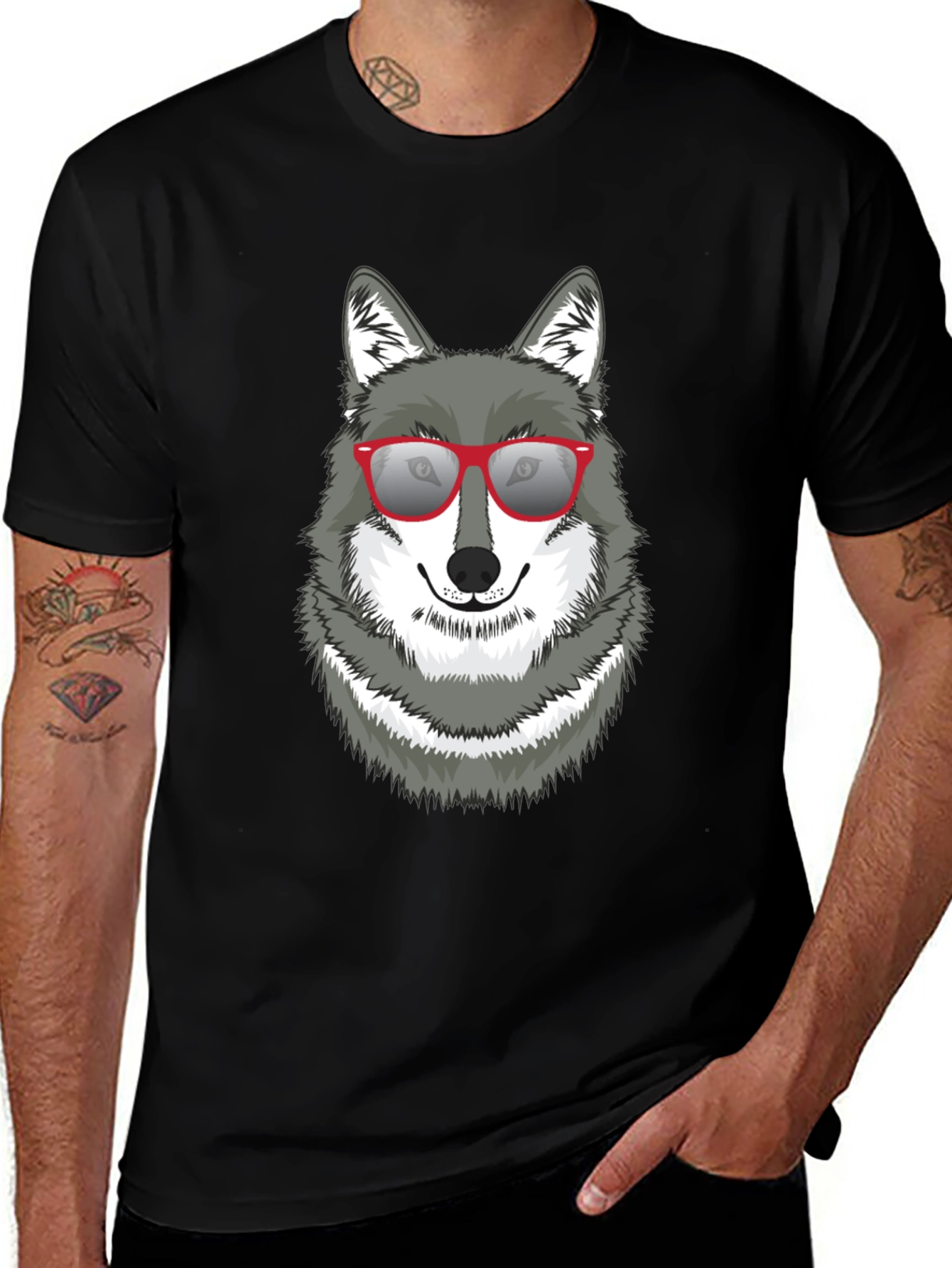 Cool Wolf Graphic Tee - Black