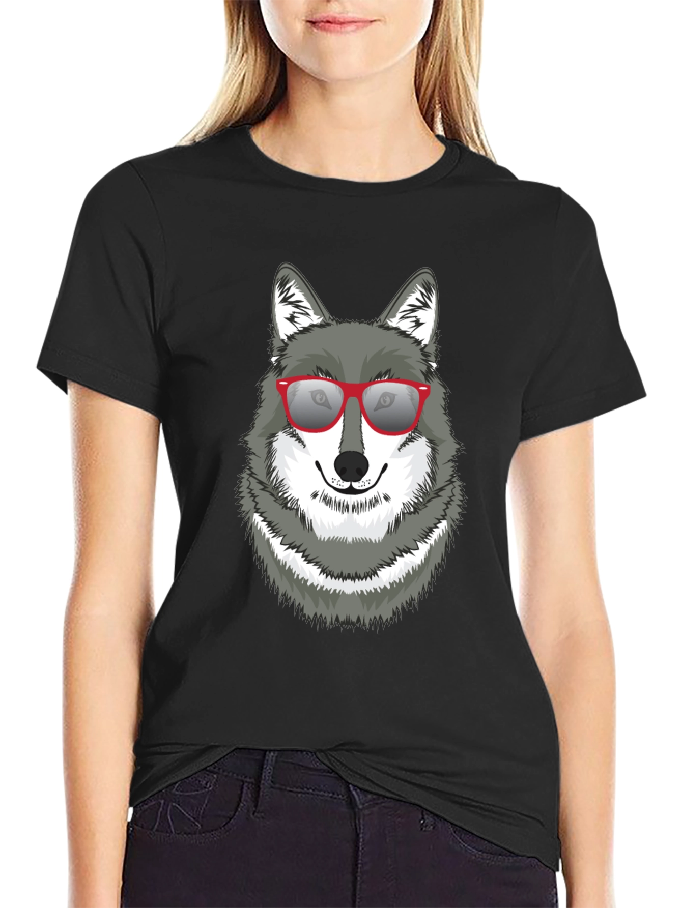 Cool Wolf Graphic Tee - Black