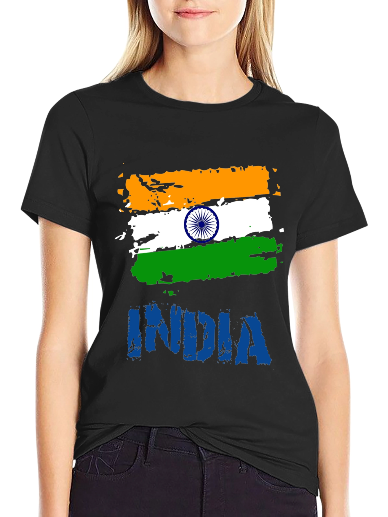 India Flag Graphic T-Shirt - Mens Black Tee