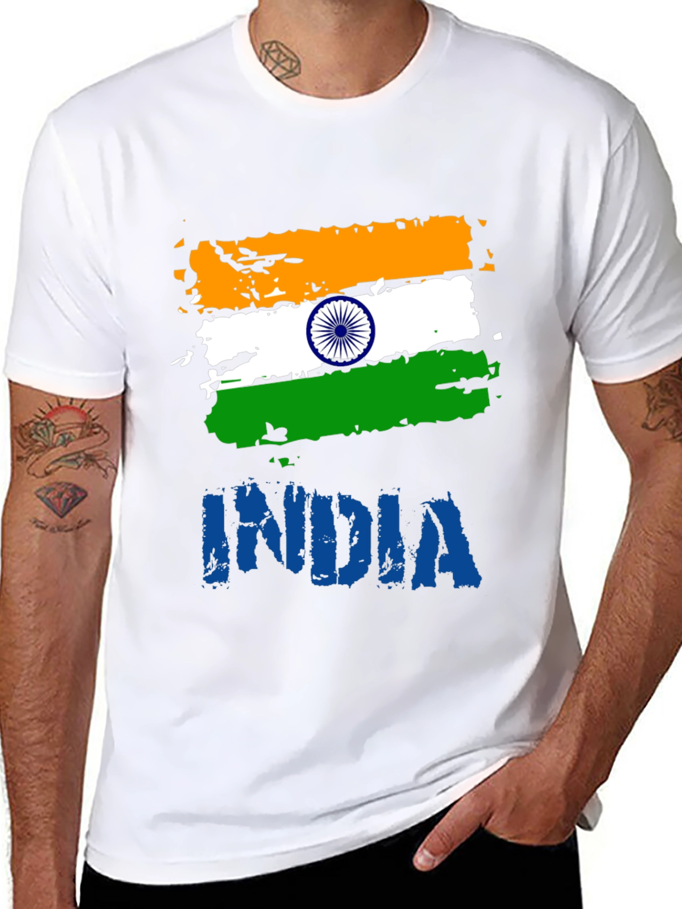 India Flag Graphic T-Shirt - Mens Black Tee