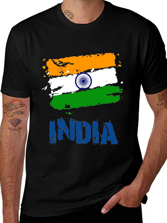 India Flag Graphic T-Shirt - Mens Black Tee