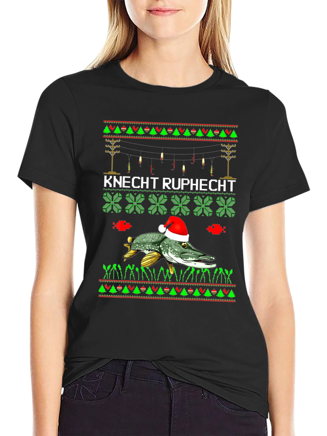 Knecht Ruprecht Fishing Christmas T-Shirt