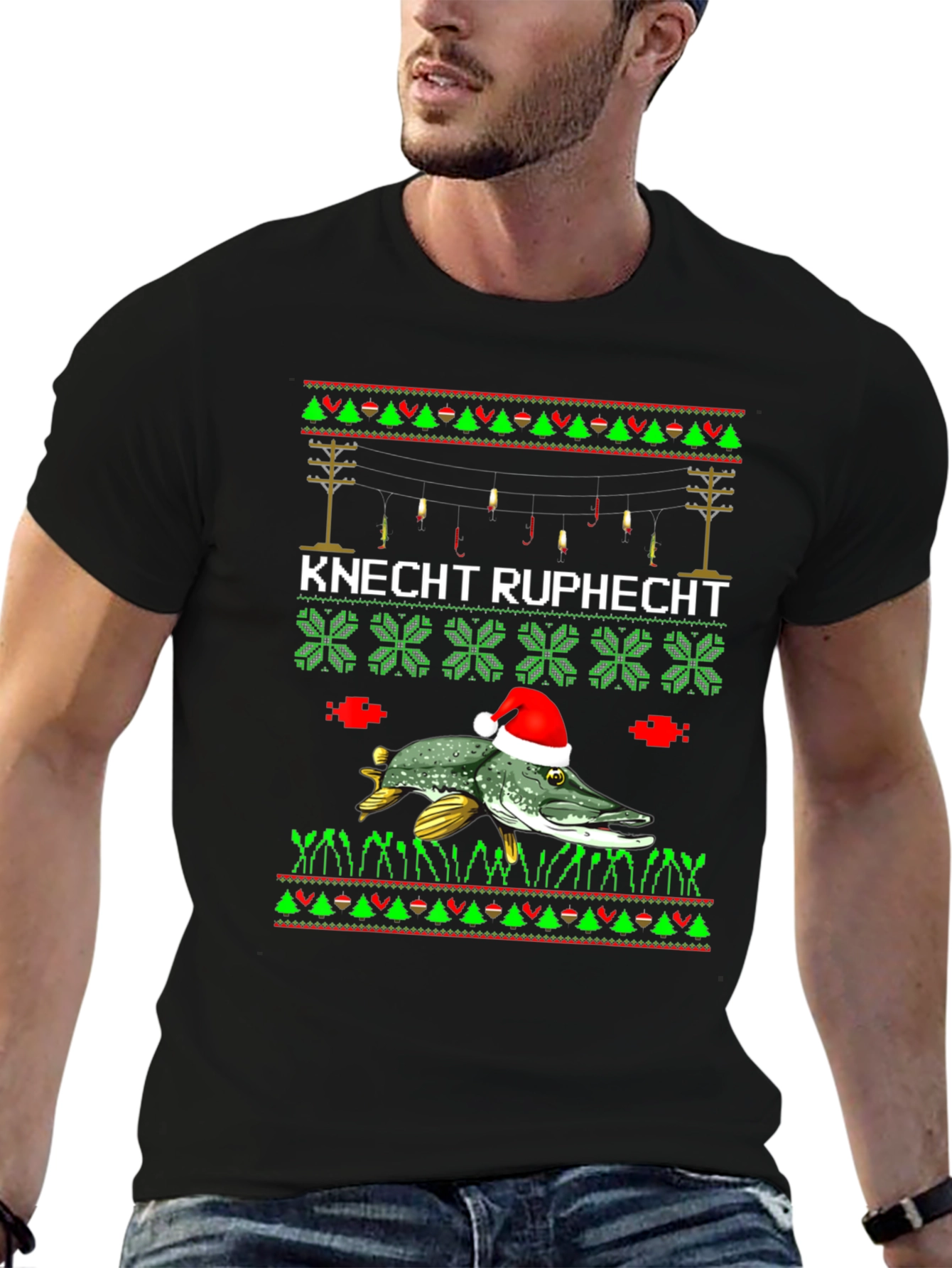 Knecht Ruprecht Fishing Christmas T-Shirt