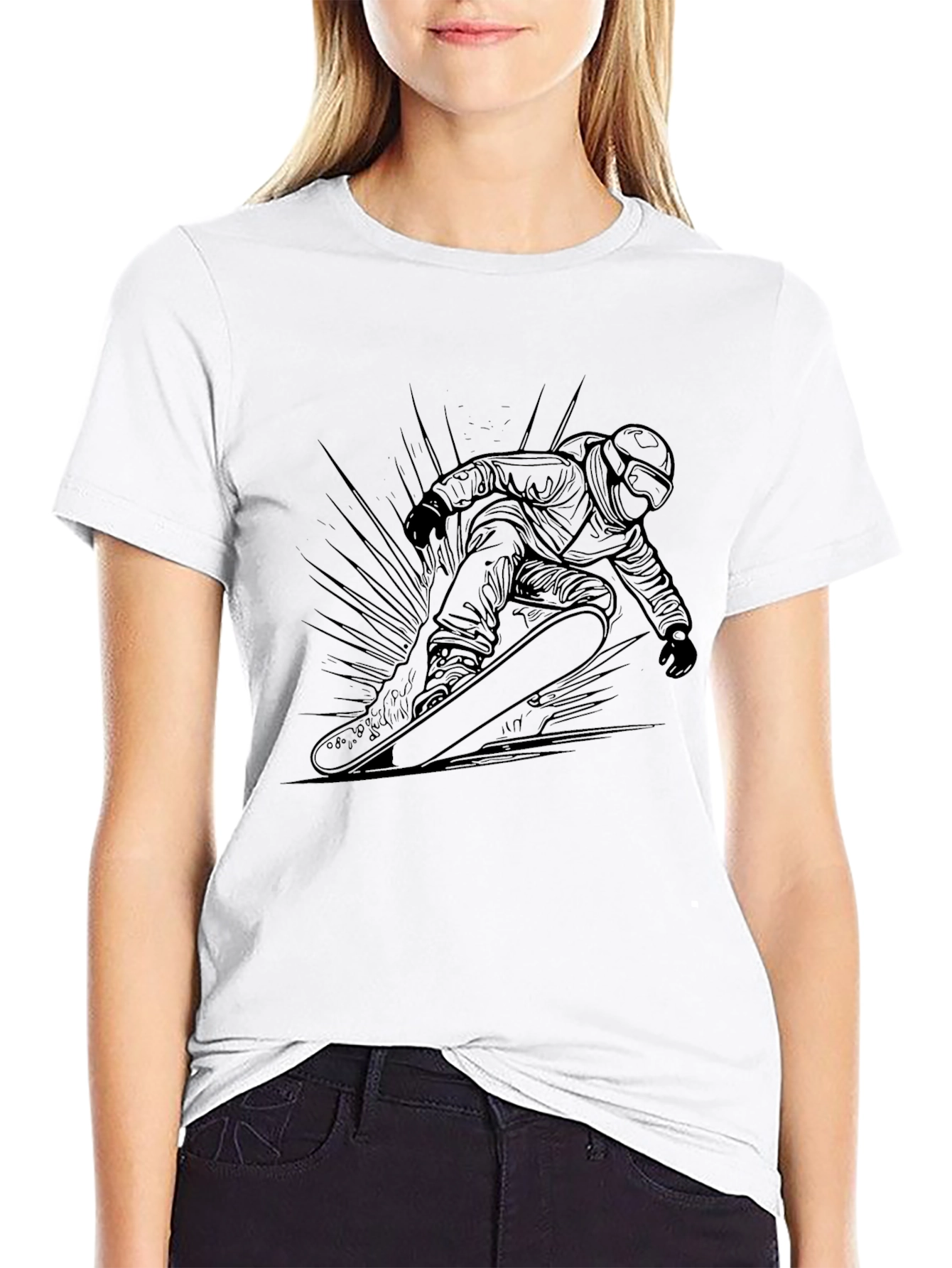 Cool Snowboarder Graphic Black Tee