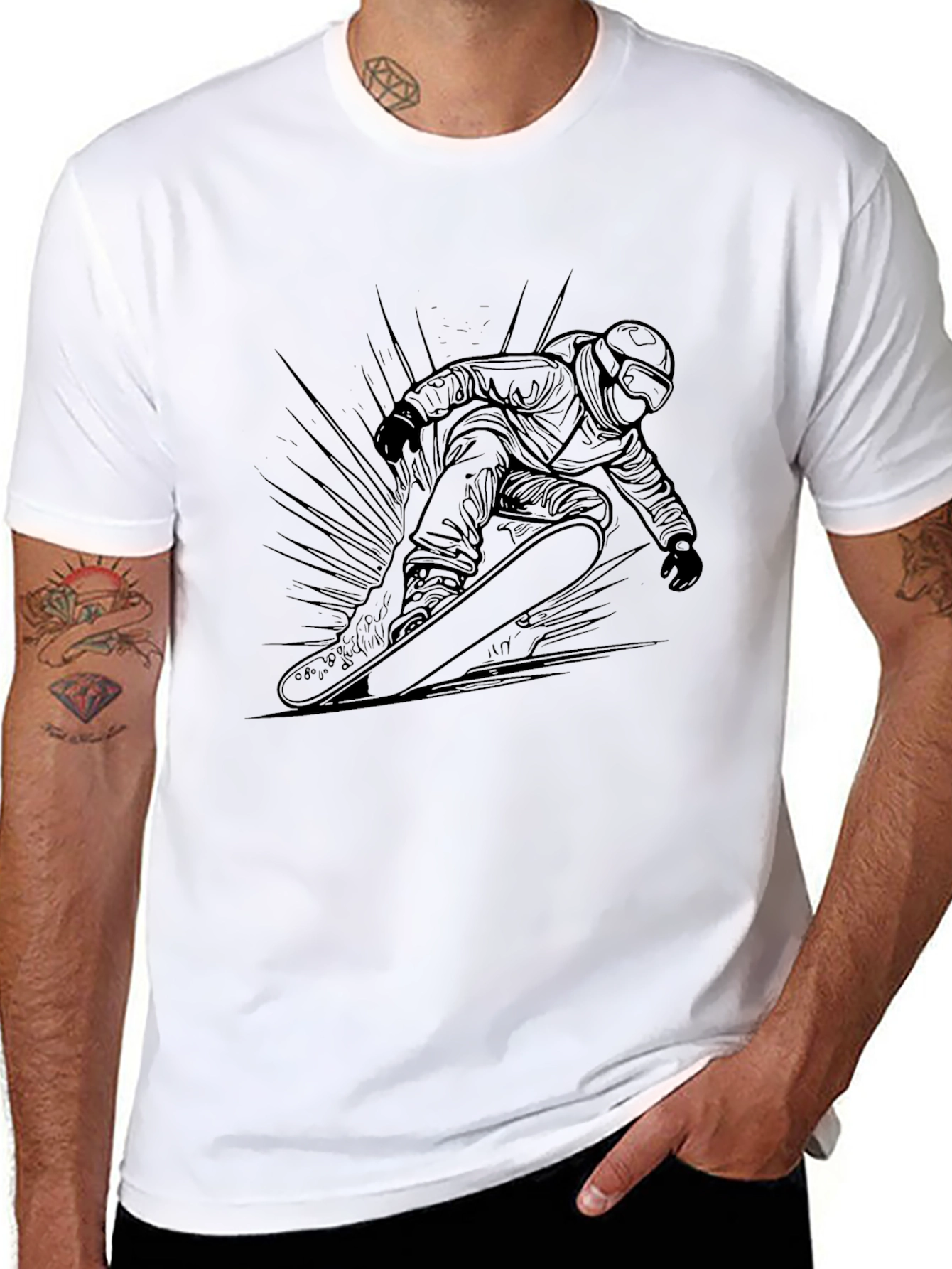Cool Snowboarder Graphic Black Tee