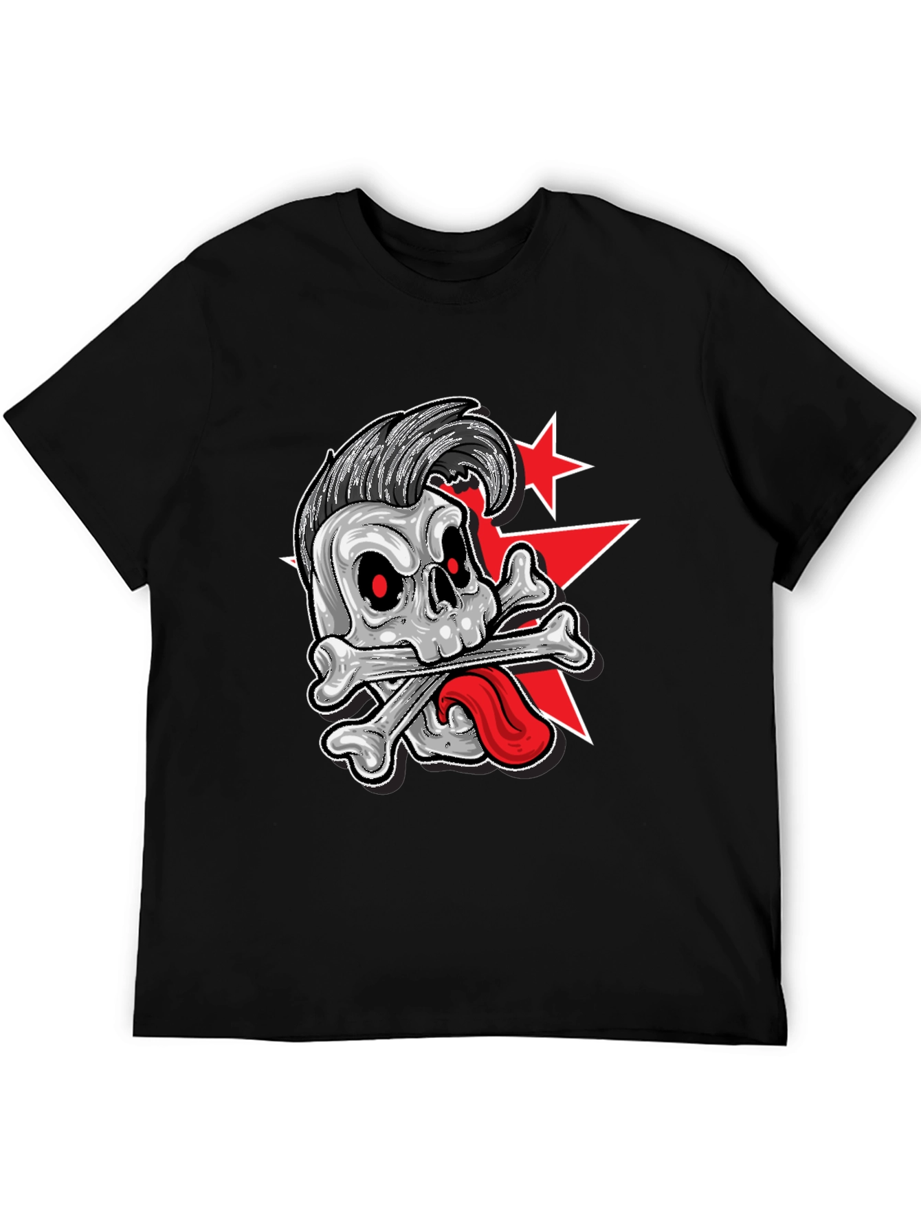 Skull & Bones Rockabilly Graphic Print T-Shirt