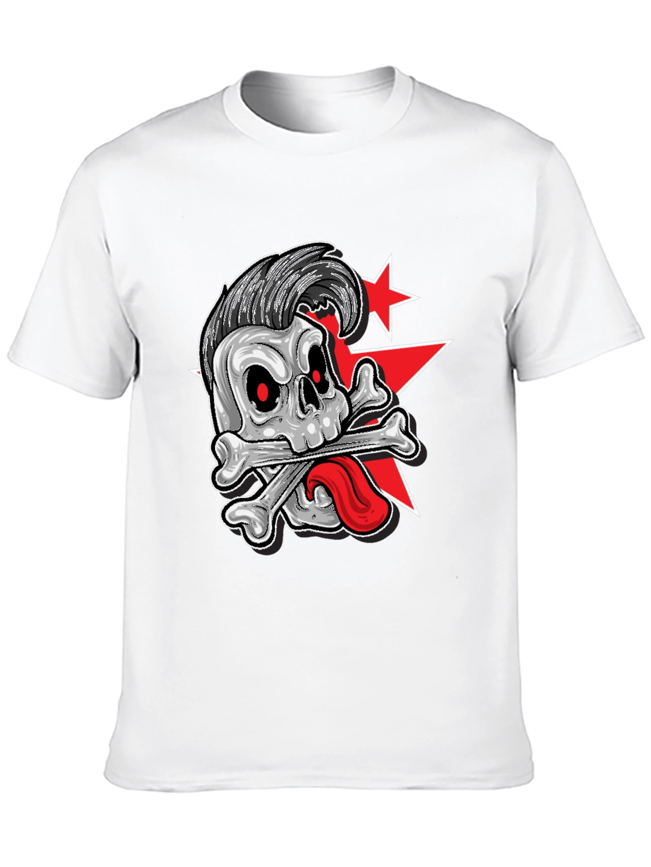Skull & Bones Rockabilly Graphic Print T-Shirt