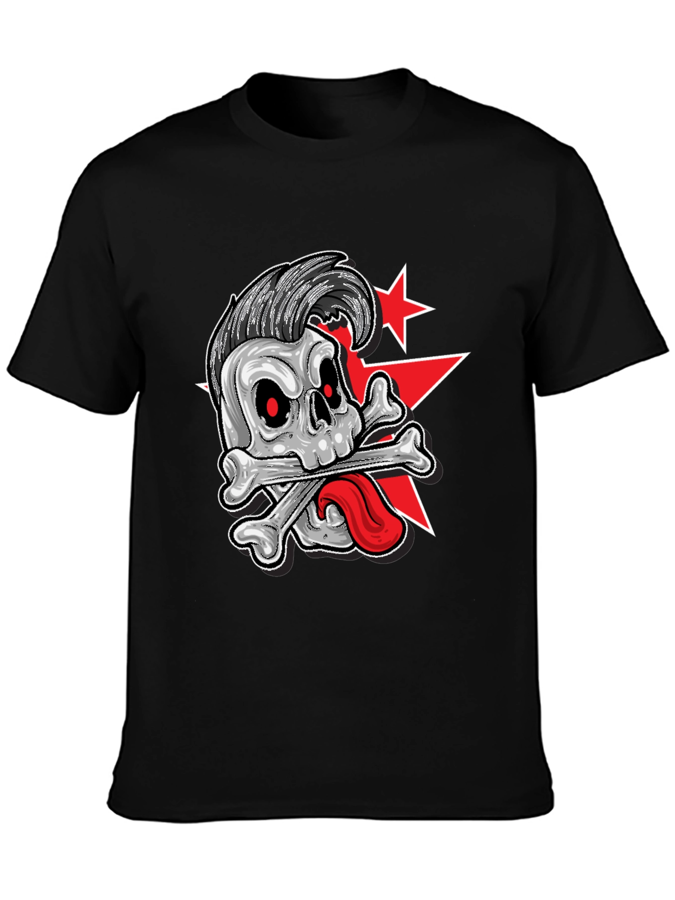 Skull & Bones Rockabilly Graphic Print T-Shirt