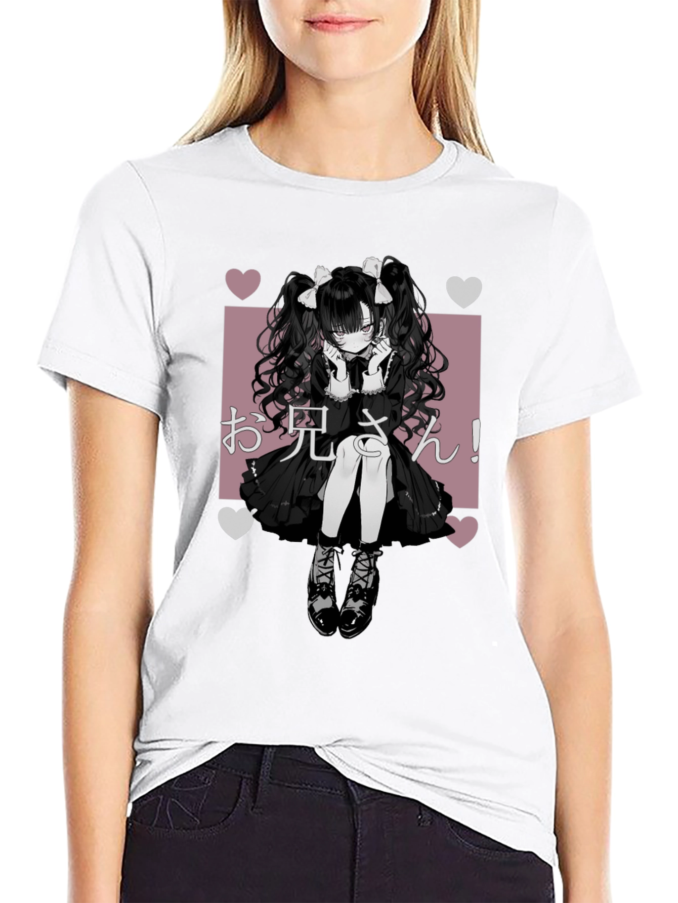 Anime Lolita Graphic Tee - Black
