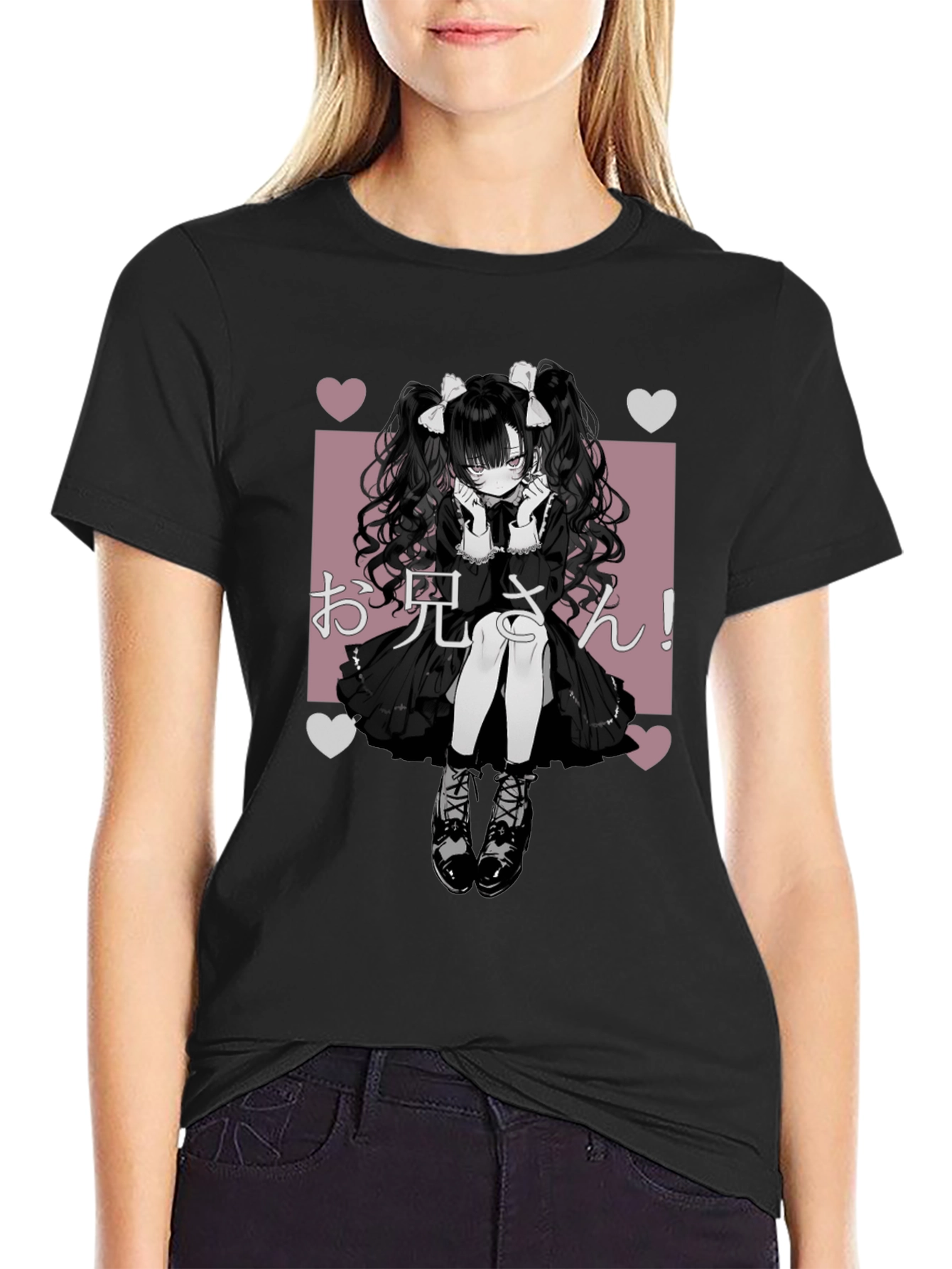 Anime Lolita Graphic Tee - Black