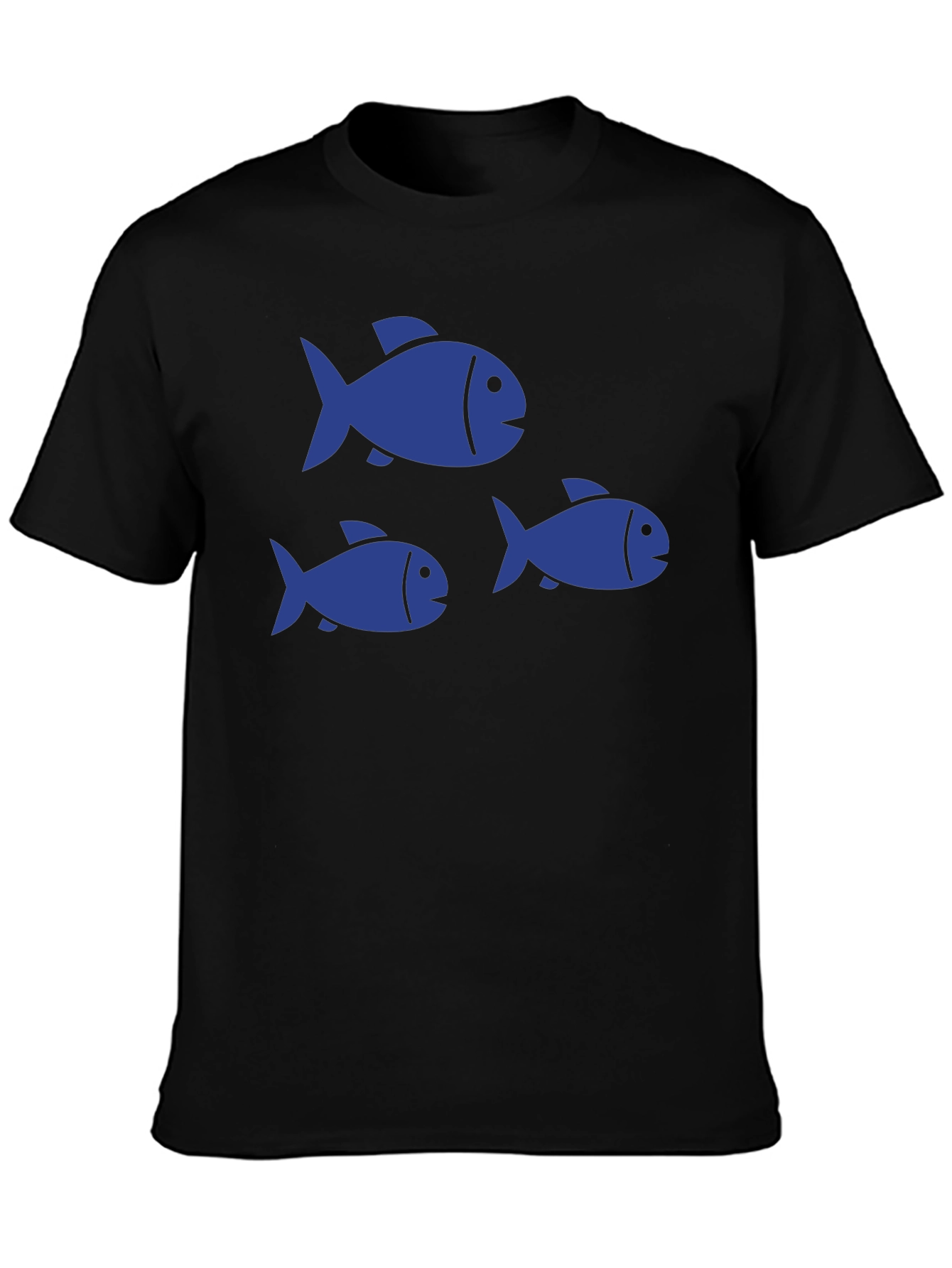 Black T-Shirt with Blue Fish Graphic Print